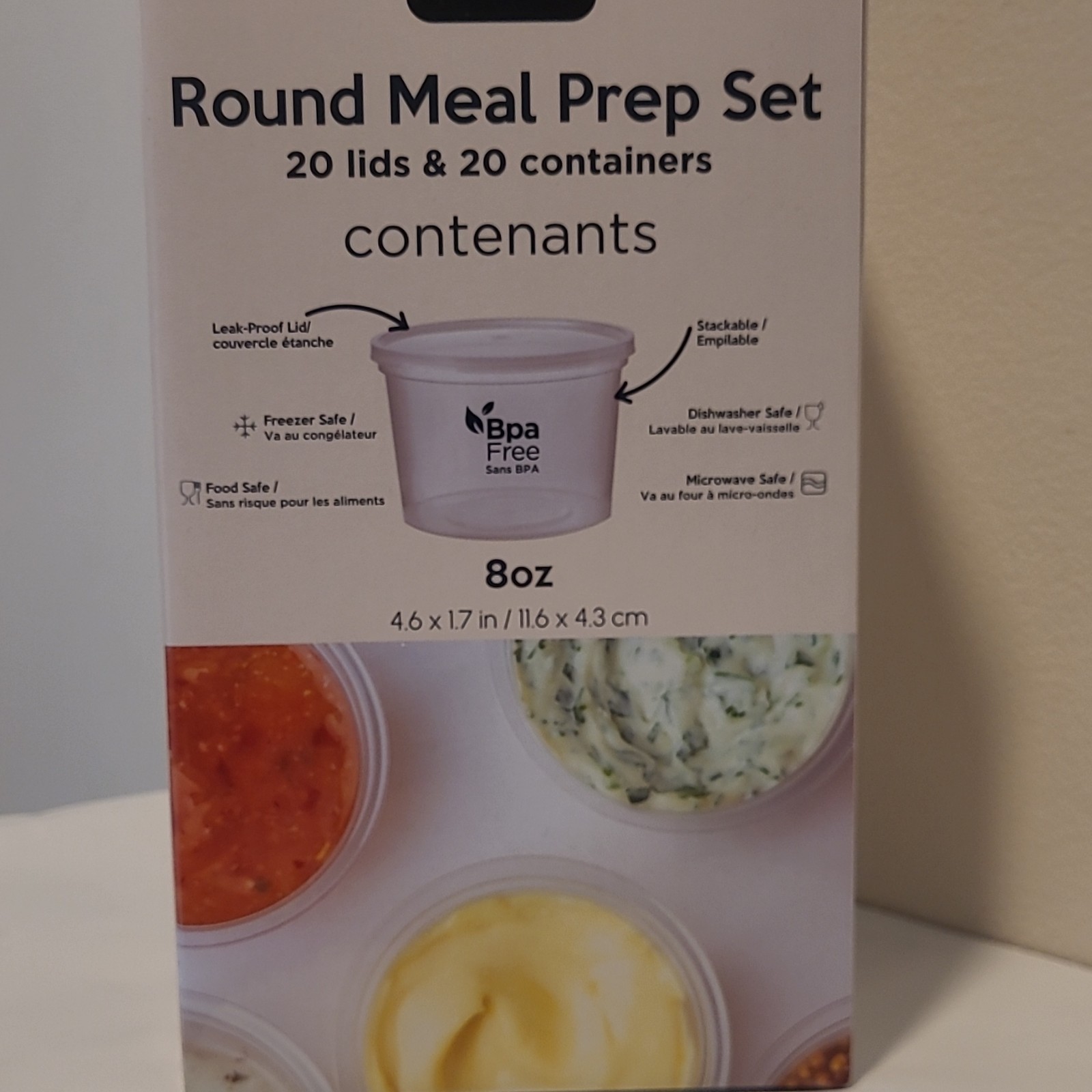 Just Cook 40pc 8oz Round Clear Meal Prep Containers w/ Snap Lids BPA-Free