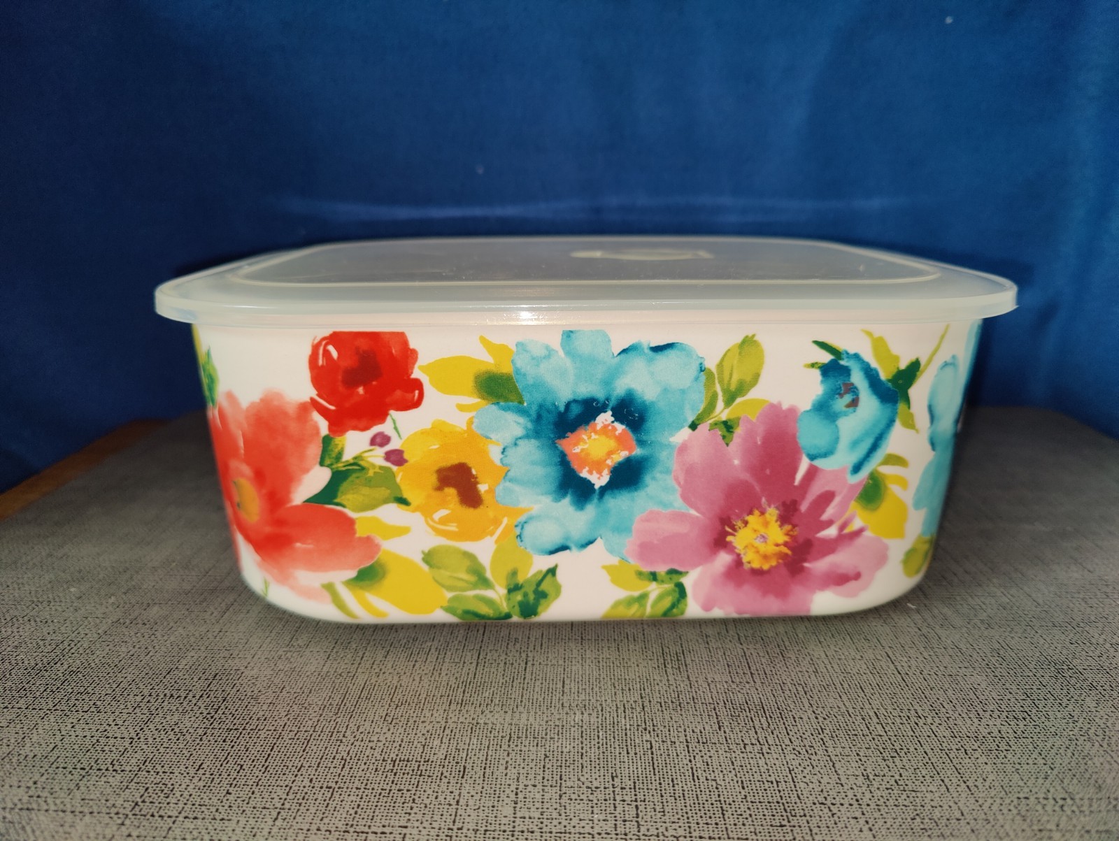 Pioneer Woman ~ Ceramic Food Storage Container ~ Breezy Blossom Pattern ~ Large