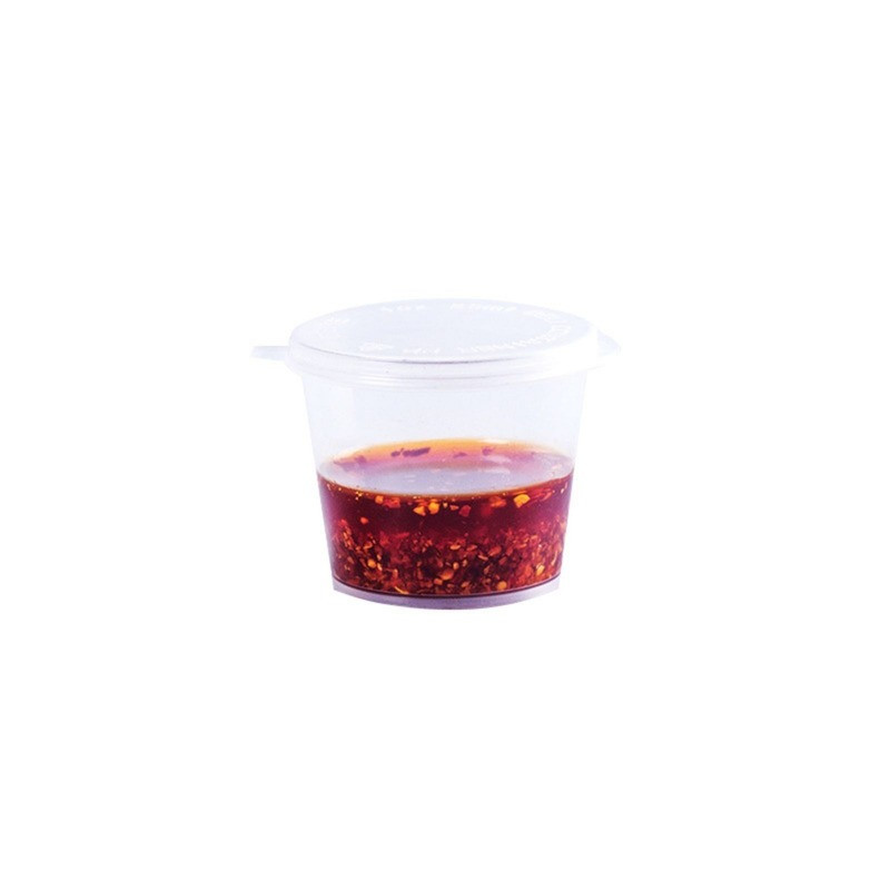 100Pcs/Set Small Plastic Sauce Cups Food Storage Containers Clear Boxes + Lids