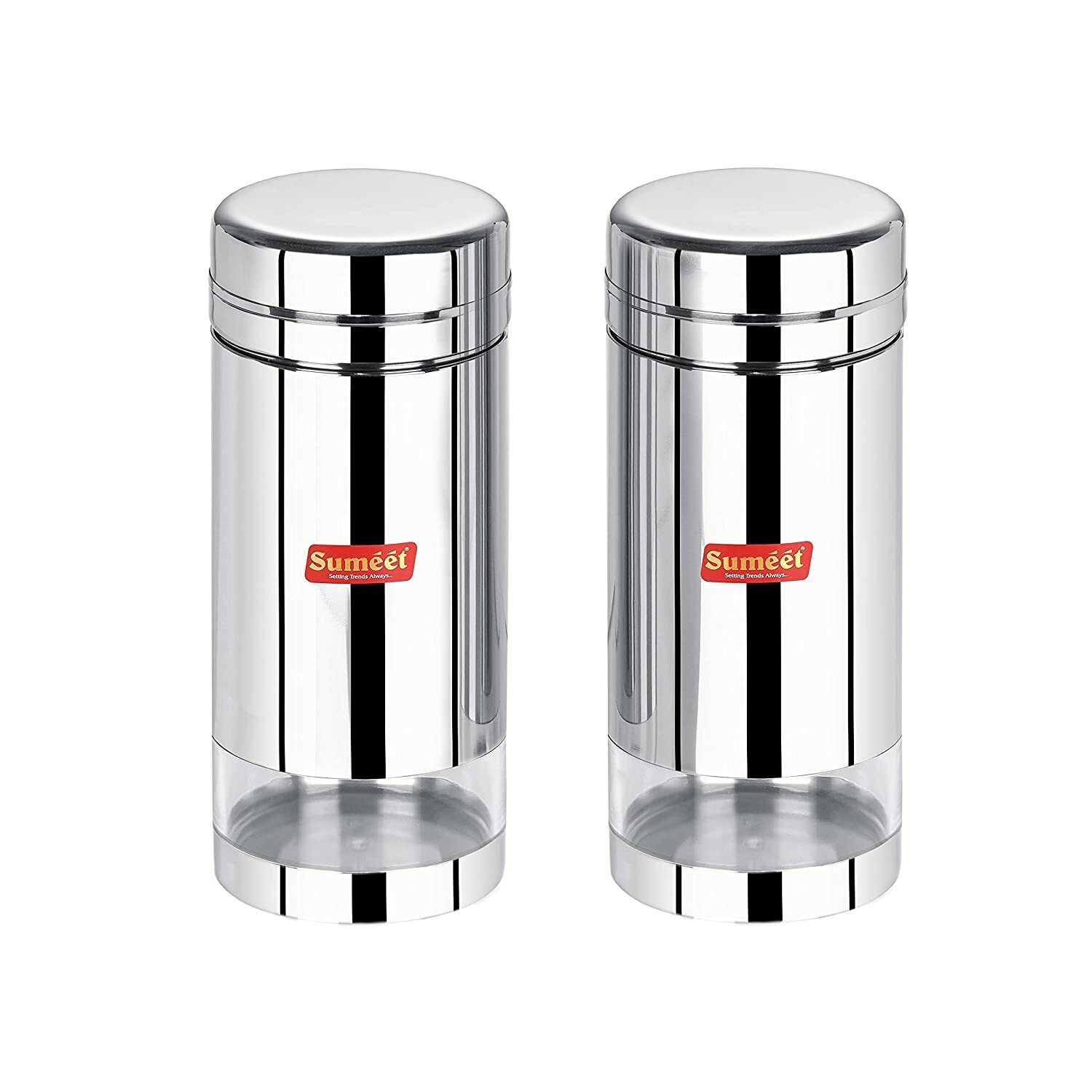 Stainless Steel Circular See Through Container Storage Set of 2 – 1.25 l each