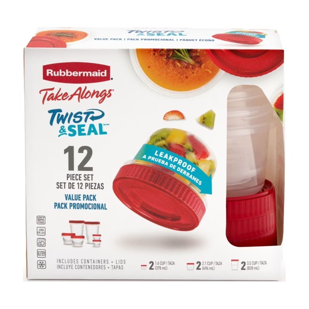 12 Piece Food Storage Containers with Lids Airtight Kitchen Organization Set Red