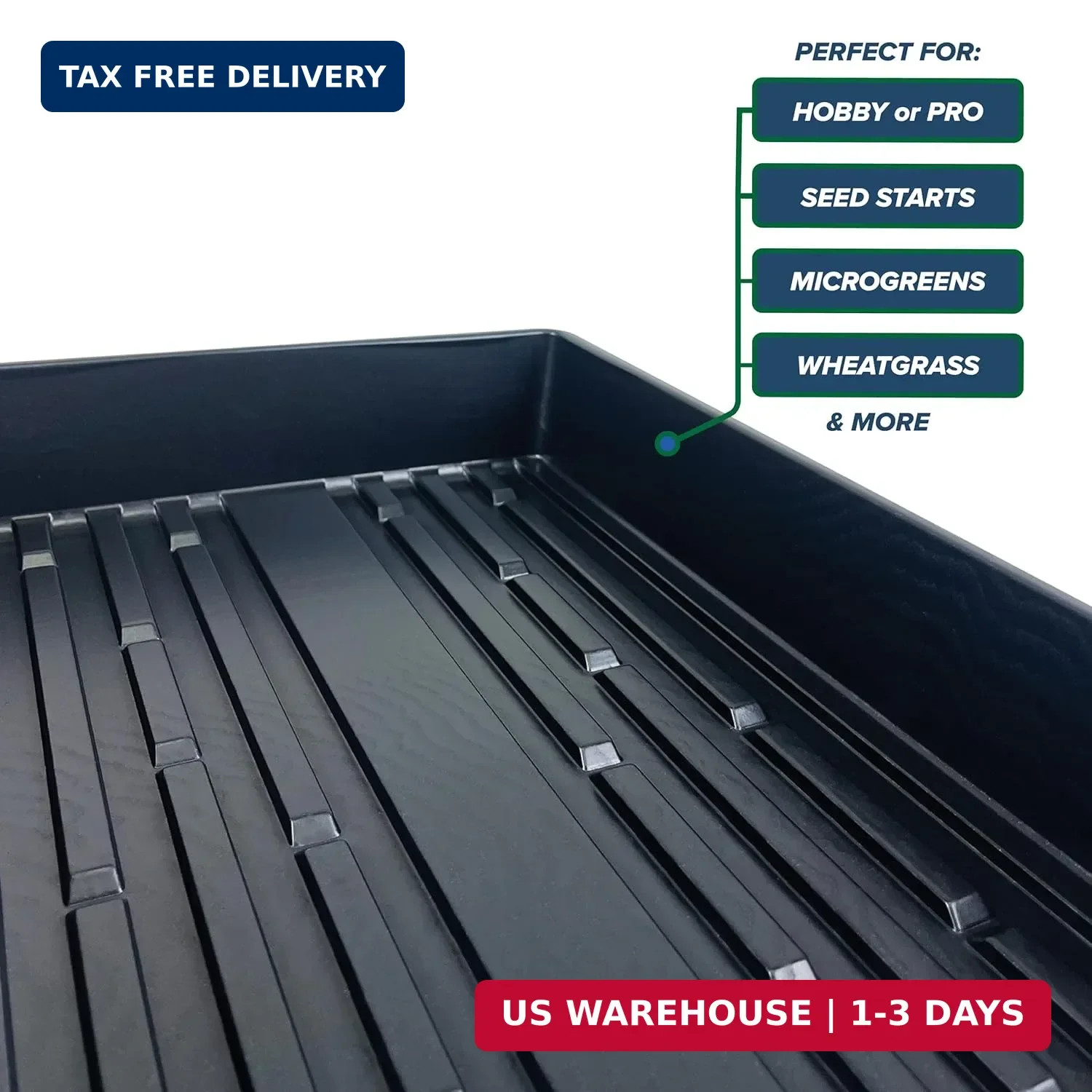 Living Whole Foods 5 Pack of Durable Black Plastic Growing Trays (Without Drain