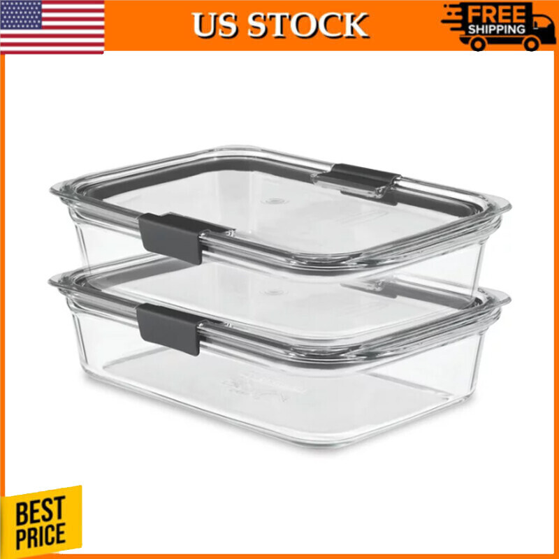 Glass Food Storage Containers 8-Cup Food Containers Box Bin with Lids 2-Pack