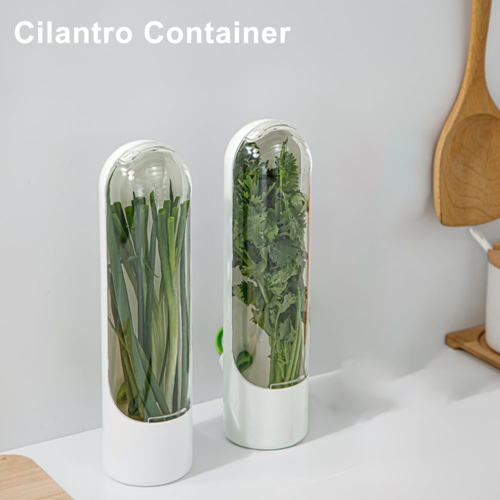 Herb Saver Pod for Refrigerator 2 PCS Keeps Greens Cilantro Fresh White