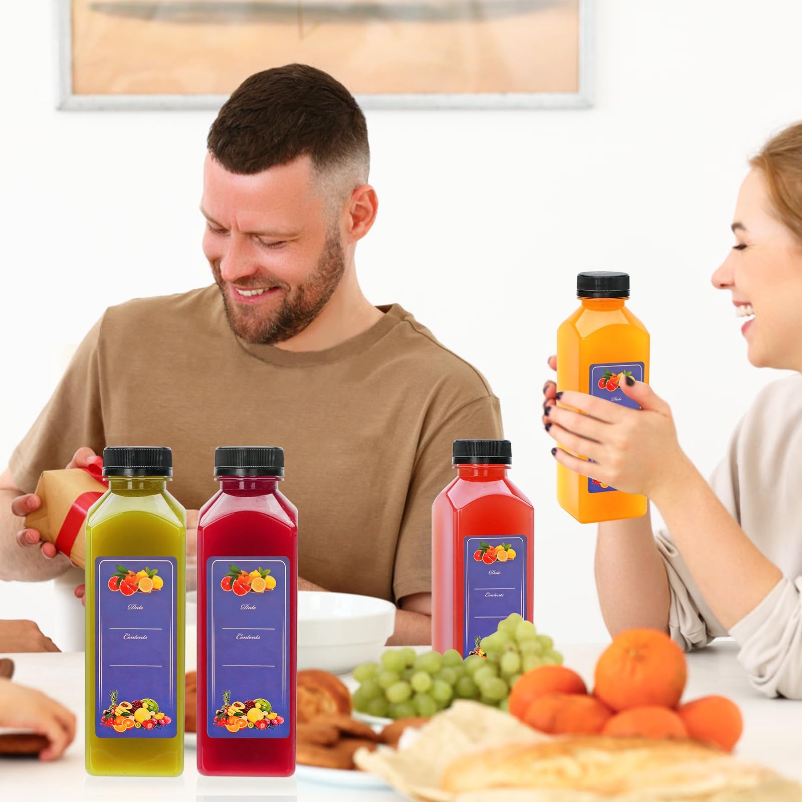 16oz Plastic Juice Bottles with Caps,Plastic Bottles with Black Tamper Proof …