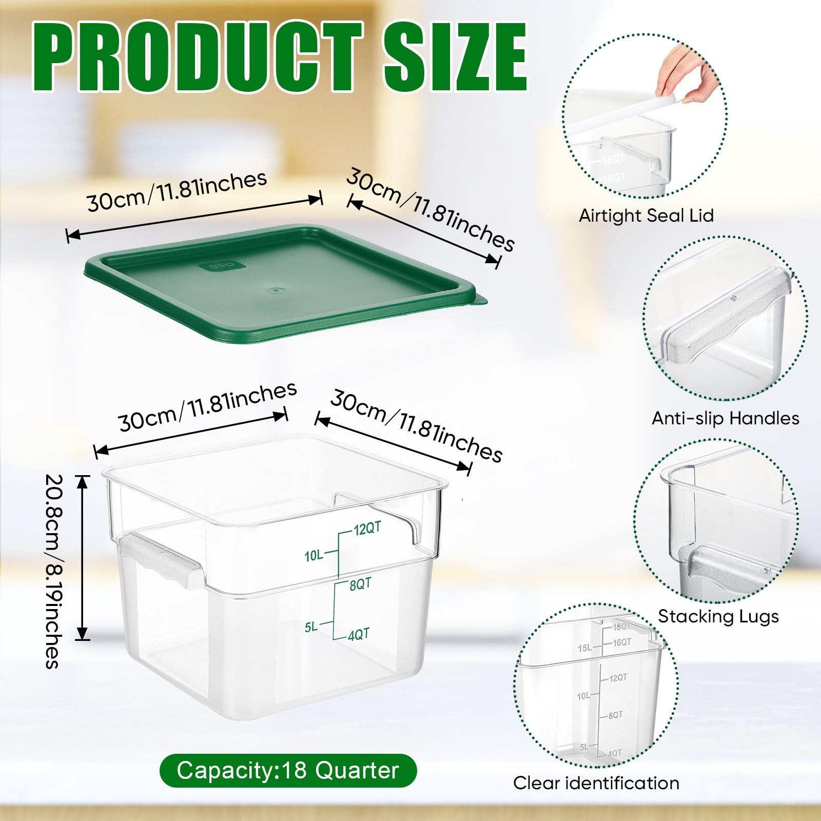 2 Pieces Square Food Storage Containers Polycarbonate Clear food Container wi…