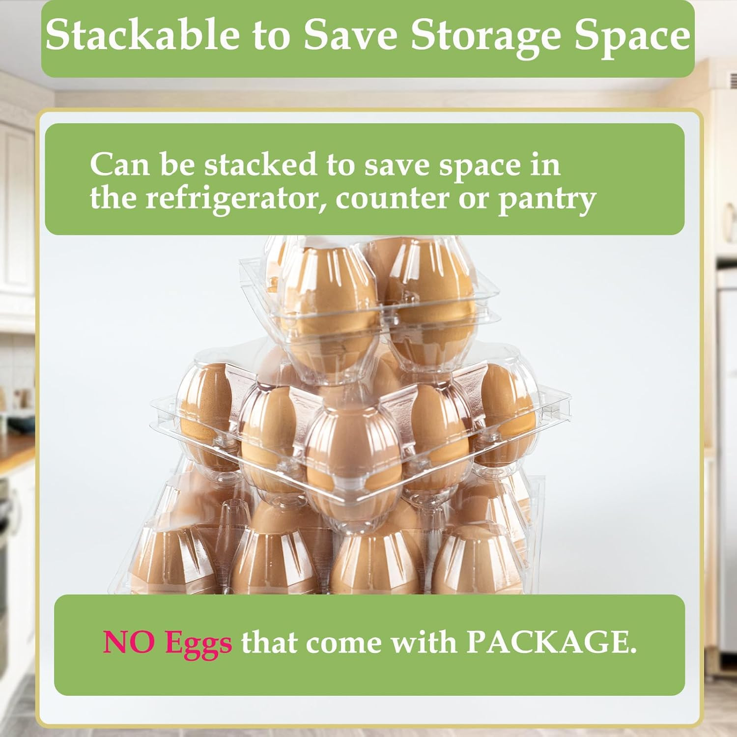 48 Pack Egg Cartons Cheap Bulk 12 Count, Plastic Egg Carton 3×4 Grids, Clear Bla