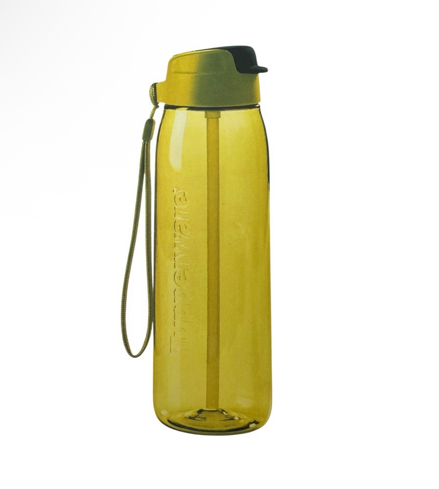 Tupperware Water Bottle 750ml Eco With Flip Lid and Straw New In Box Egg Yellow