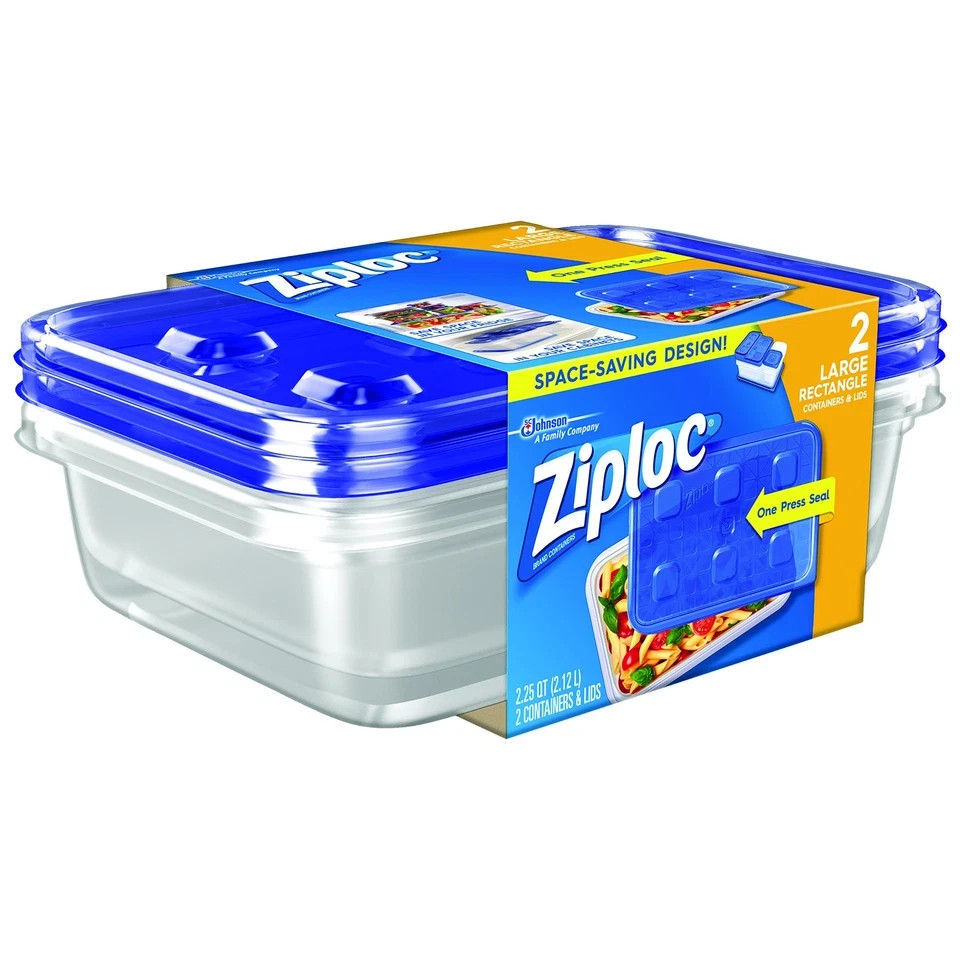 Ziploc 321874 Food Storage, 2 Count (Pack of 1) 2 Count, Clear