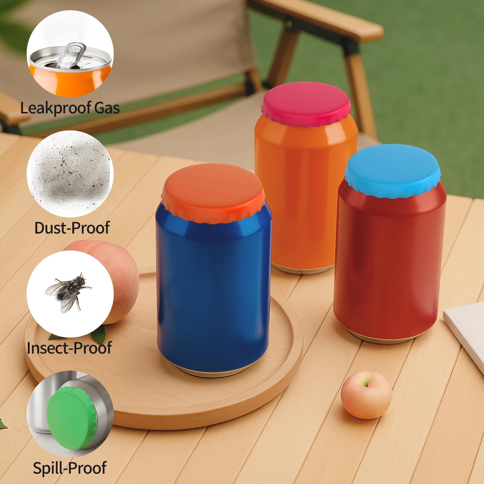 Soda Can Lids – 12 Pack Reusable Silicone Covers, Pop Multicolor
