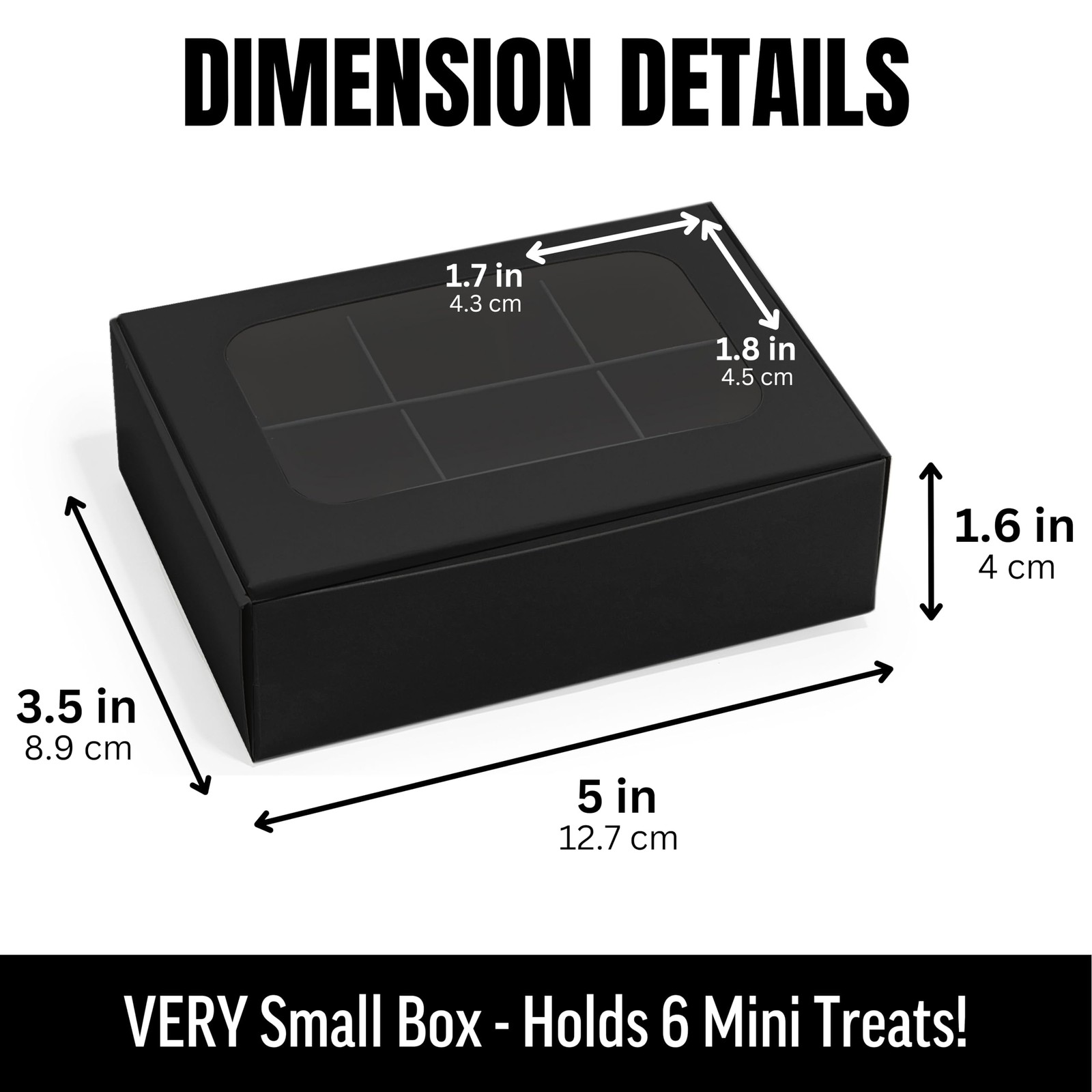 25 PCS Black Mini Truffle Box Window 5×3.5×1.57 Inches Small Bakery Pastry