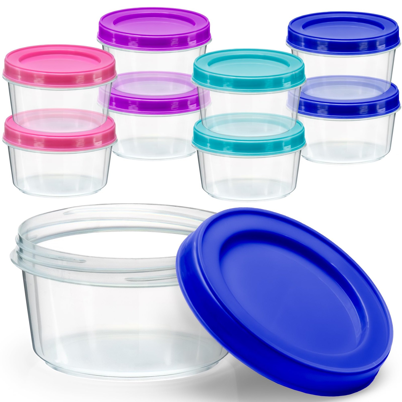 8 Pack – 7 oz Plastic Food Storage Containers with Screw Lids, BPA-Free, Reus…
