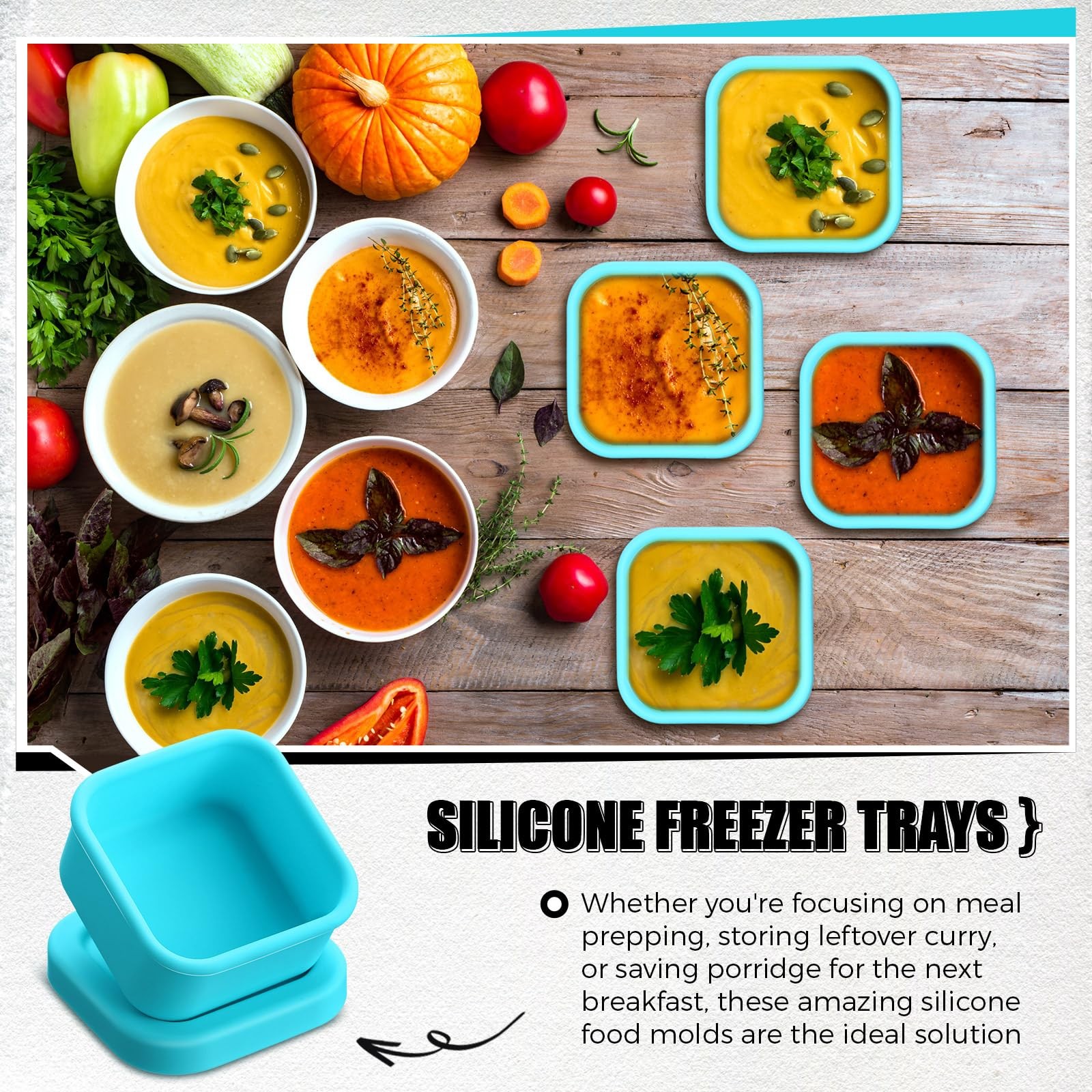 4 Pcs 1/2 Cup Silicone Freezer Trays with Lid Soup Freezer Containers Reusabl…