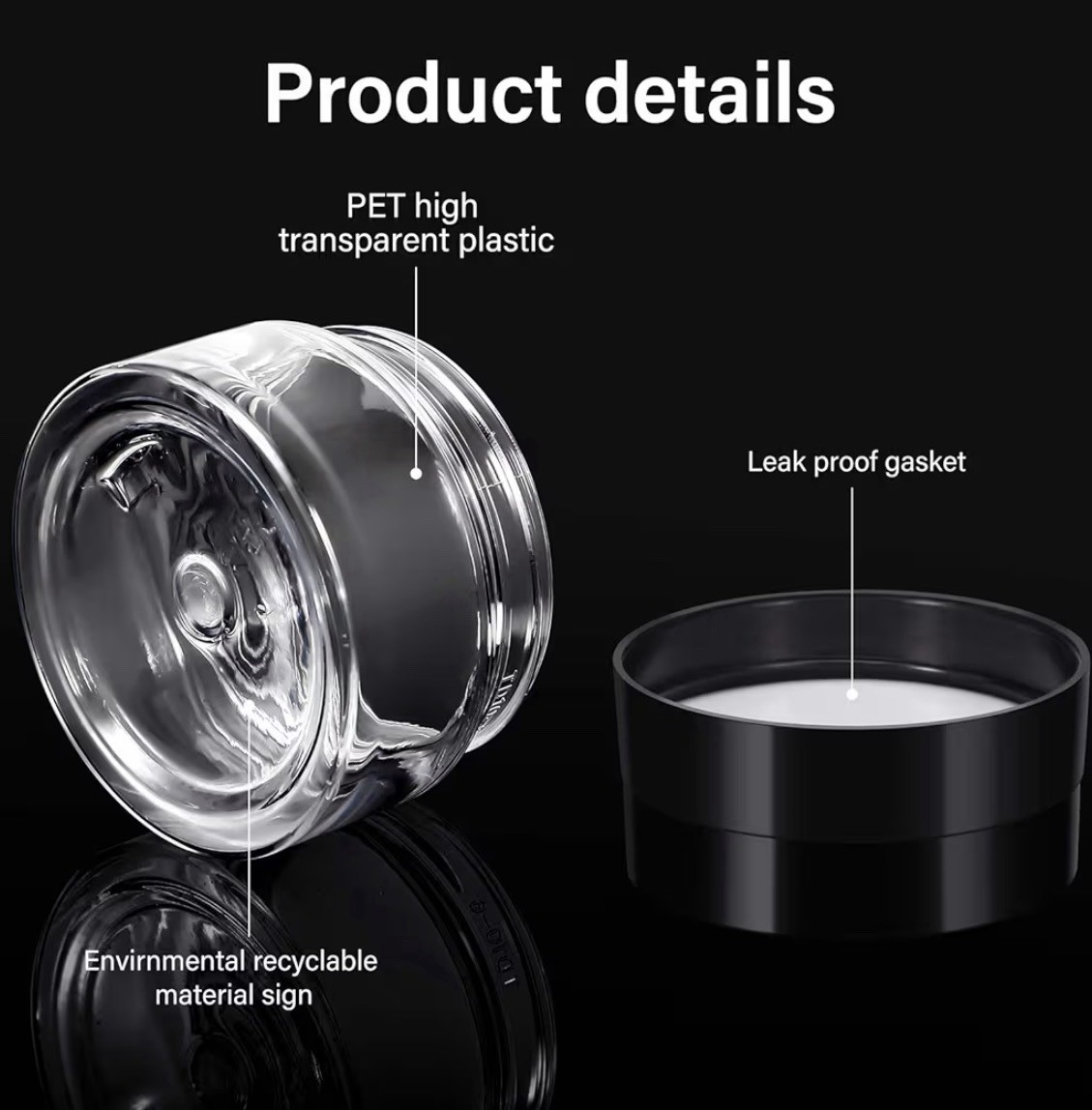3 Wide-mouth Leak Proof Clear Plastic Container Jars with Lids Travel Cream 1 oz