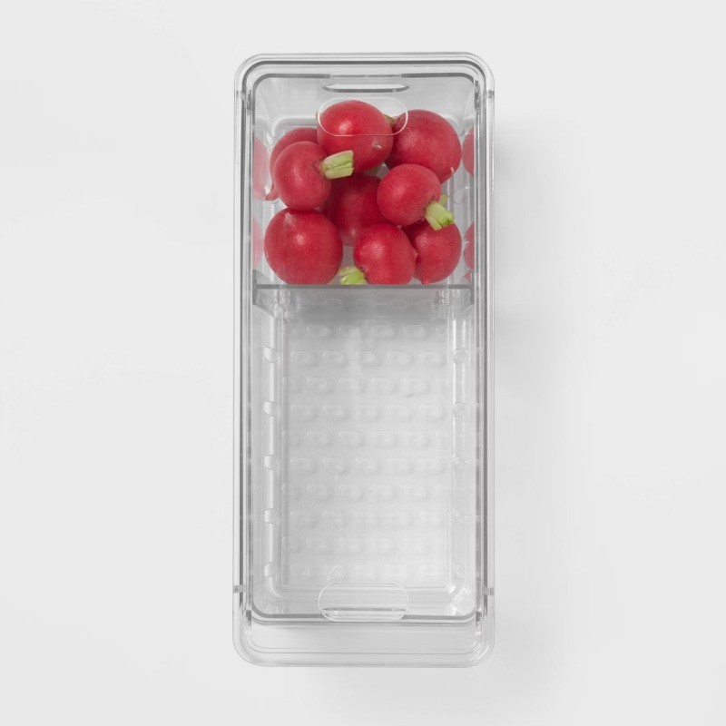 Divided Berry Bin with lid: Refrigerator Organizer,Kitchen Storage, Freezer-Safe