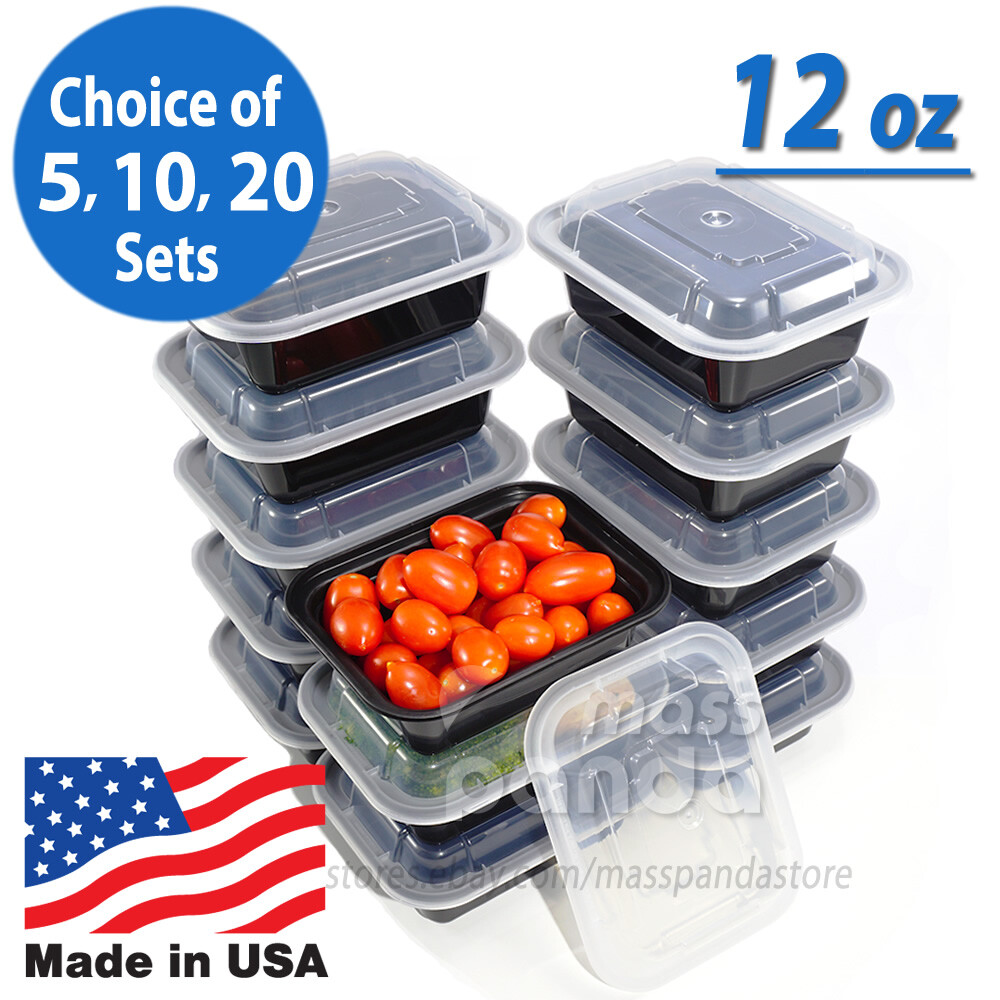 Pactiv 12 oz Plastic Meal Prep Food Containers w/ Lids, High Quality Made in USA