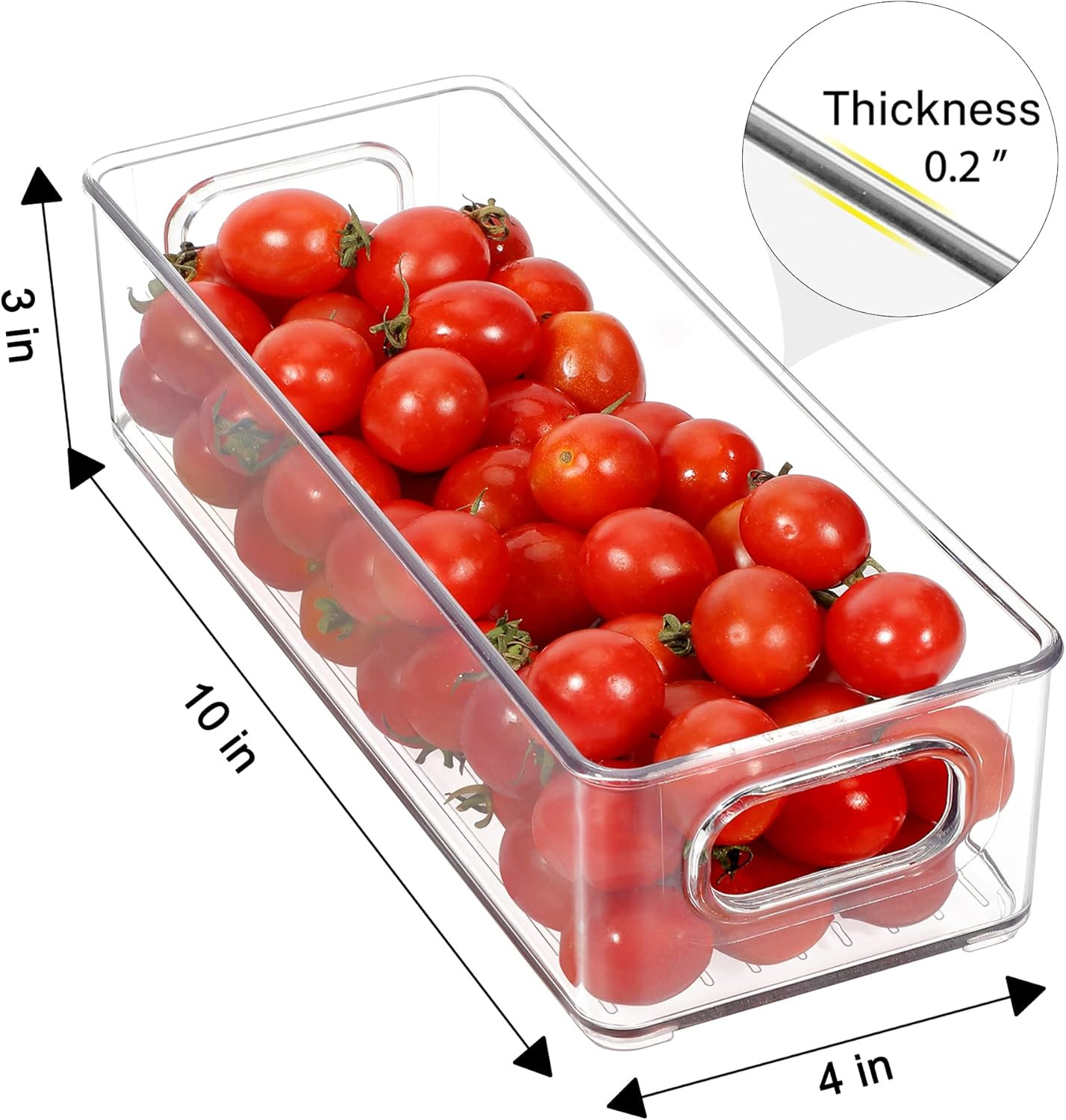 Stackable Plastic Food Storage Bin with Handles for Kitchen Pantry, Cabinet, Ref