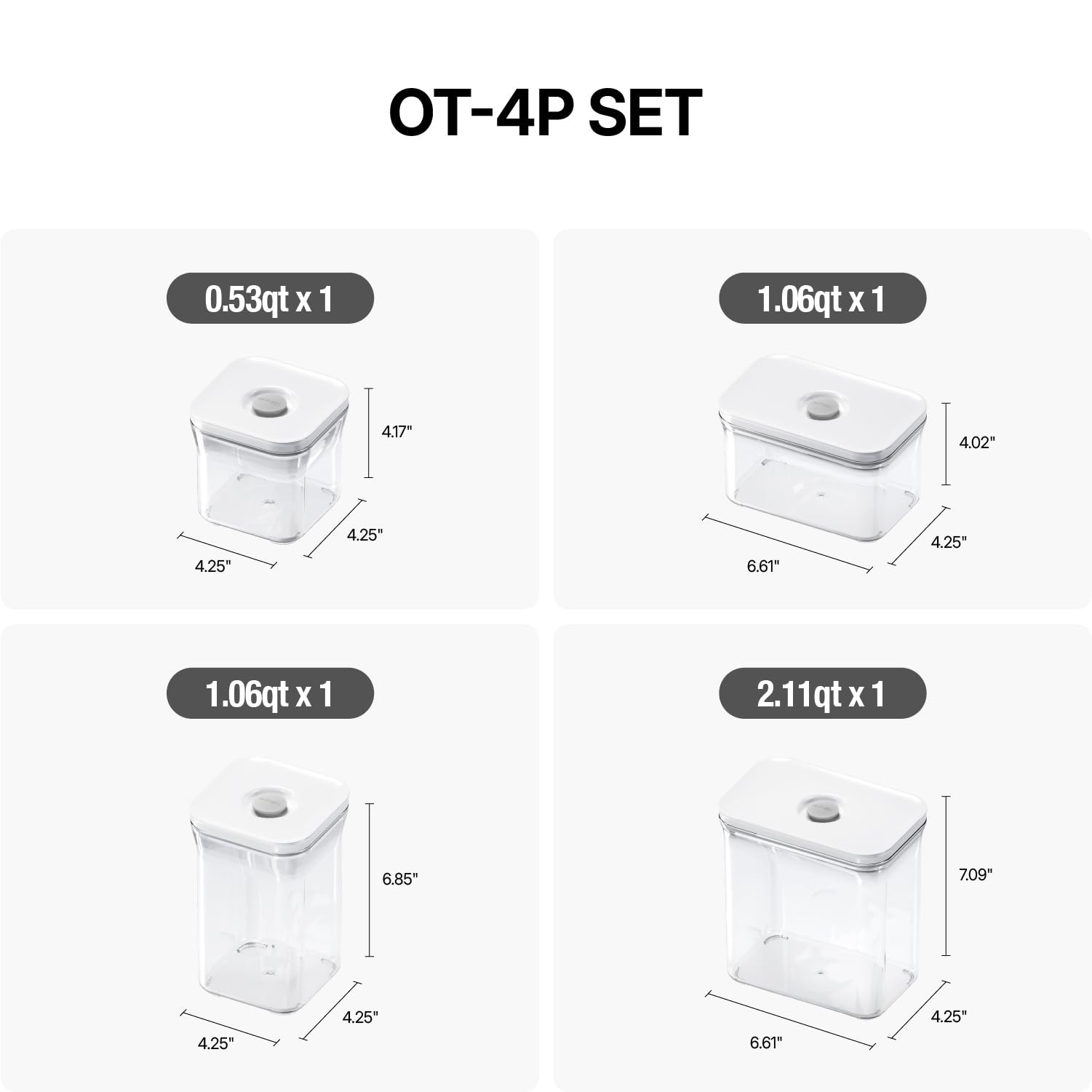 Premium Airtight Food Storage Containers 4-piece/Set, BPA Free, 100% Leak Pro…