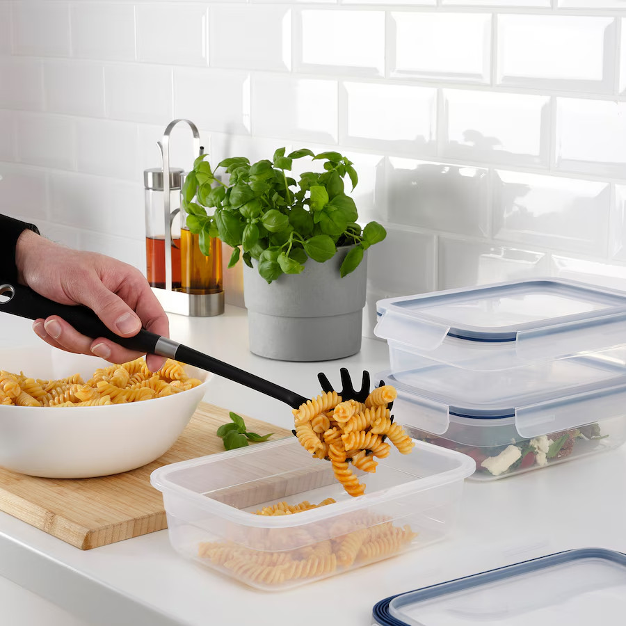 New IKEA 365 Food container with lid, rectangular/plastic, 34oz, microwave safe