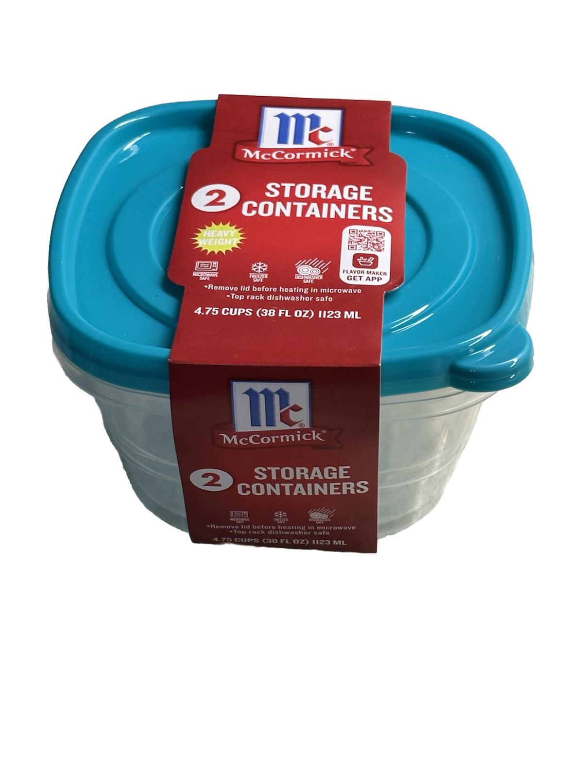 McCormick 2 Storage Containers 4.75 Cups 38floz 1123ml. Microwave/Freezer Safe