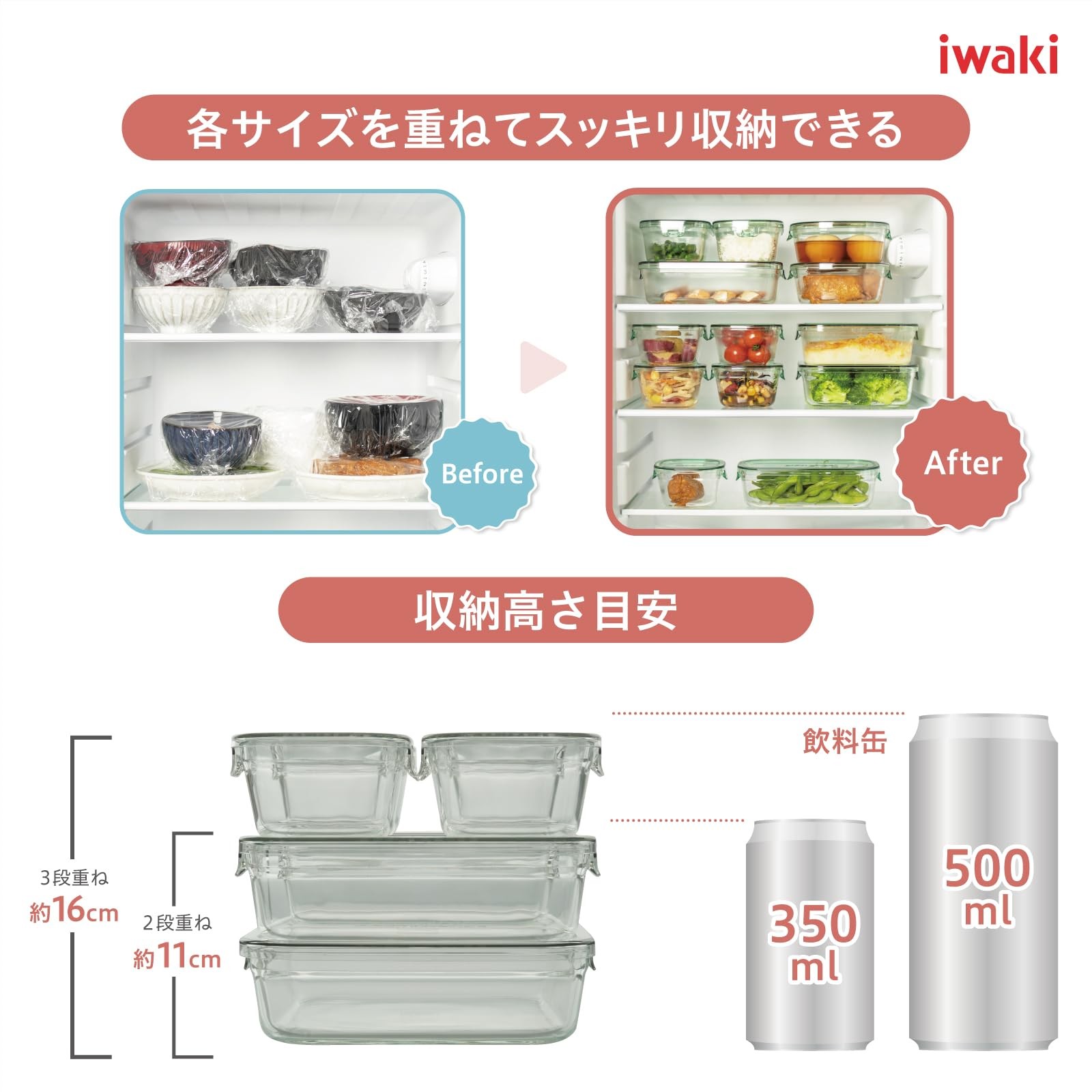iwaki Heat Resistant Glass Storage Container Pink Set of 4 PS-PRN-4P2