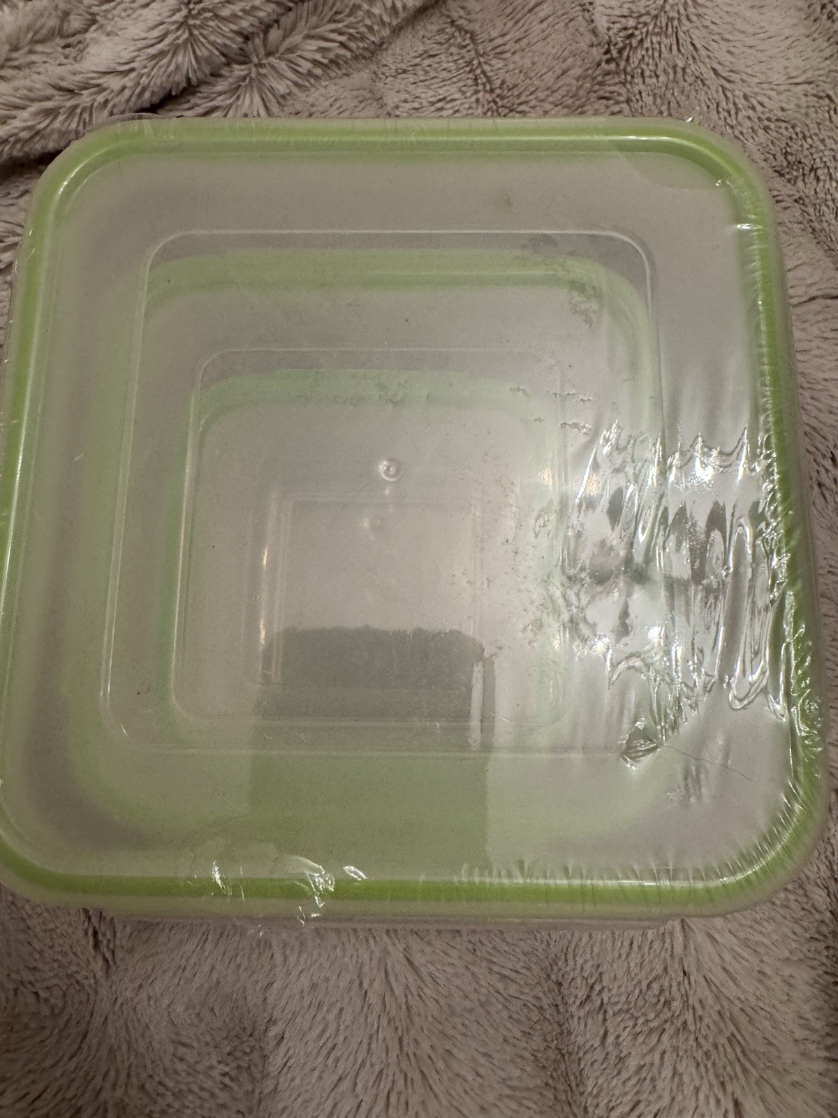 Click & Lock Containers Square Storage Set of 3 Clear/Green BPA Free, New Sealed