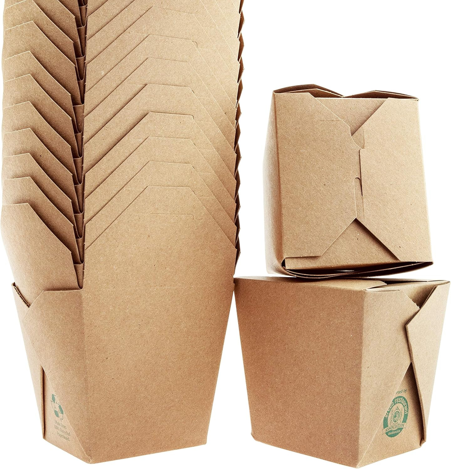 Eco-Friendly Durable 32Oz Chinese Take Out Boxes 50Pk. 100% Recycled Unbleached