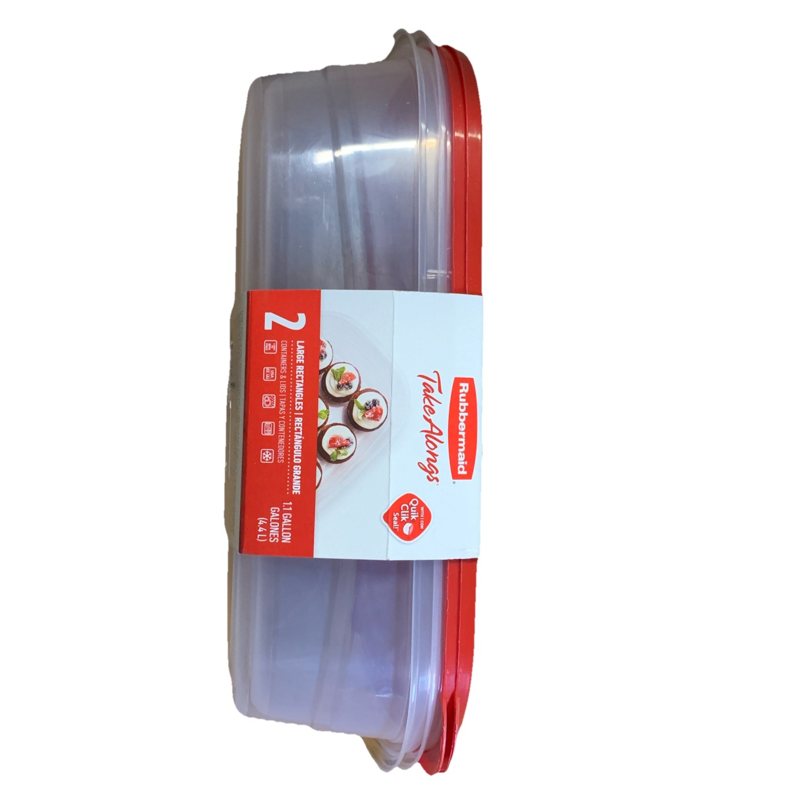 Rubbermaid Take Alongs Large Rectangle 2 Count 1 Gal, 3.7L Containers HolidayRed
