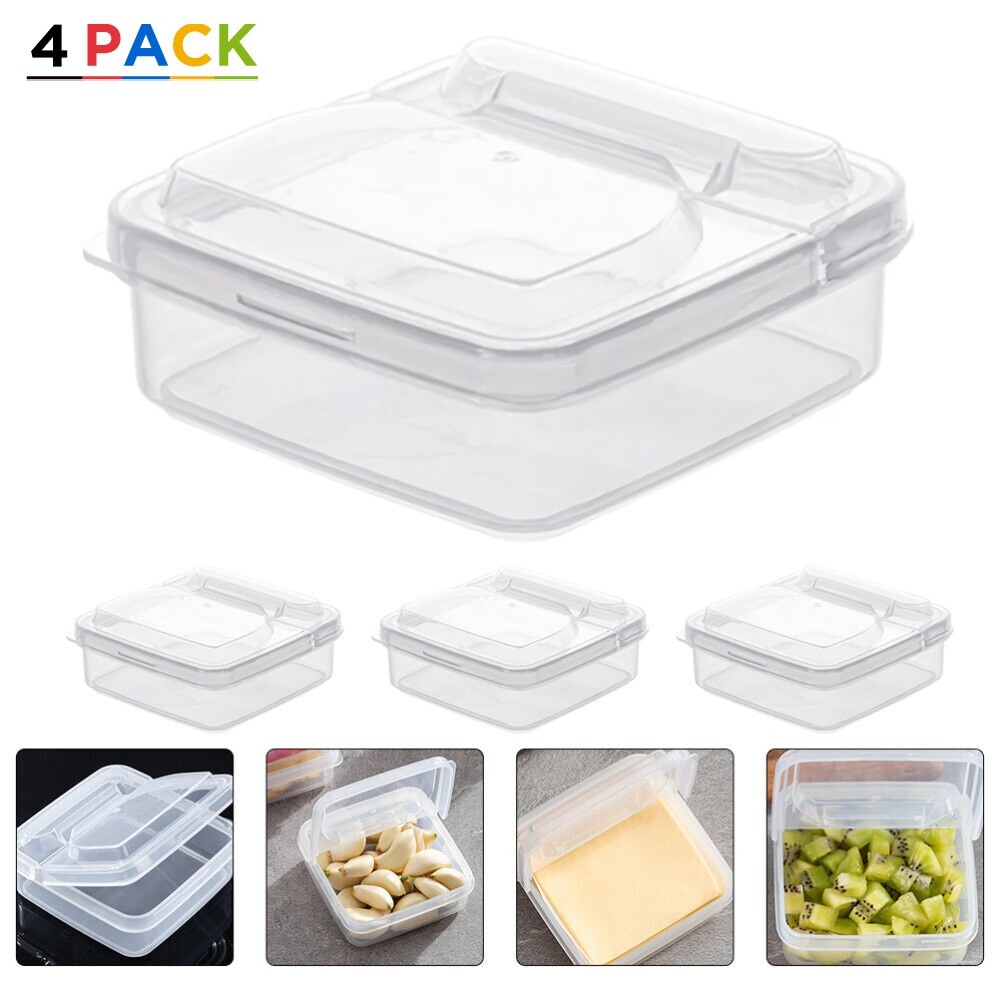 4PCS Butter Cheese Storage Box Portable Fresh Fruit Veggie Food Snack Container