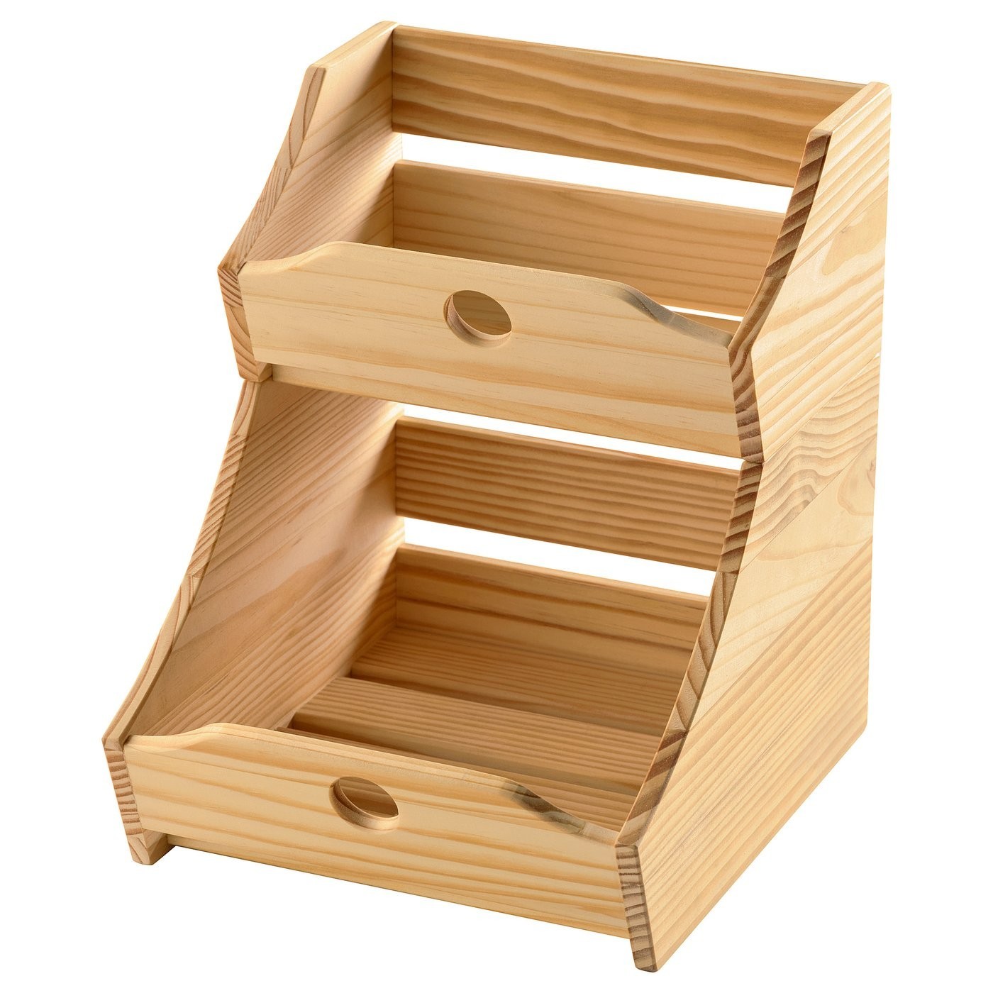 IKEA Solid Wood Food Storage Boxes Set of 2 Stackable Pine Fruit Basket