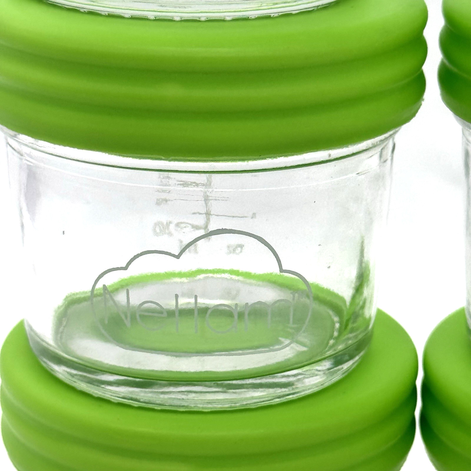 Nellam Baby Food Storage 4 oz Jar Containers with Green lid Set of 10