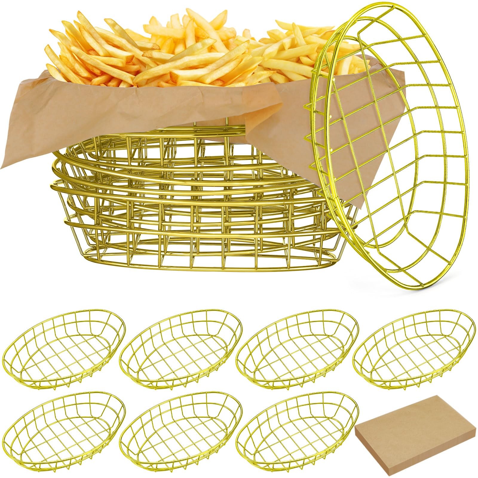 12 Pcs Wire Bread Basket Bulk 9.5×6.2×2.2 Inch Oval Metal Dinner Roll Baskets…