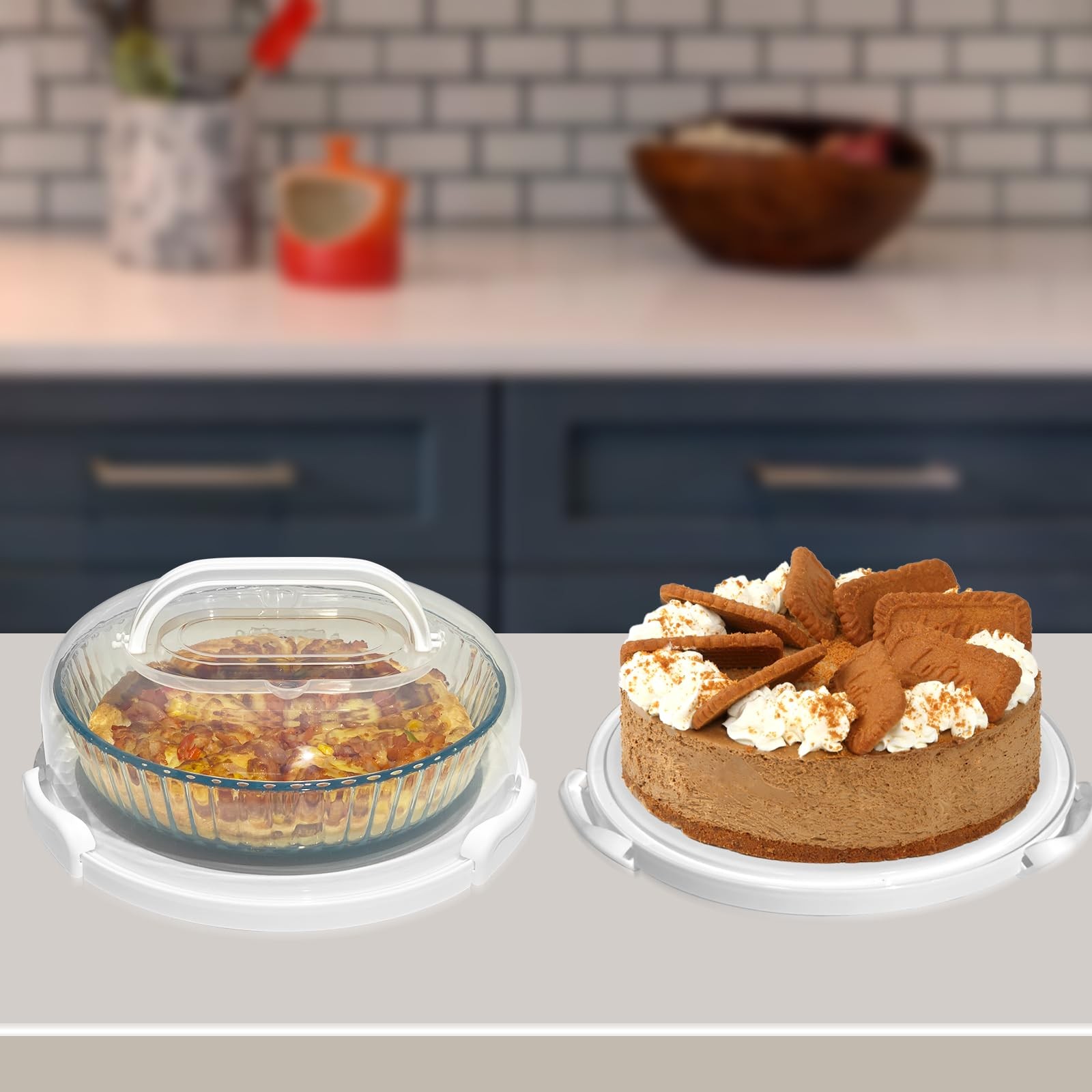 2 Pack Pie Containers with Lids and Handles, Includes Insulated Bags and Non-…