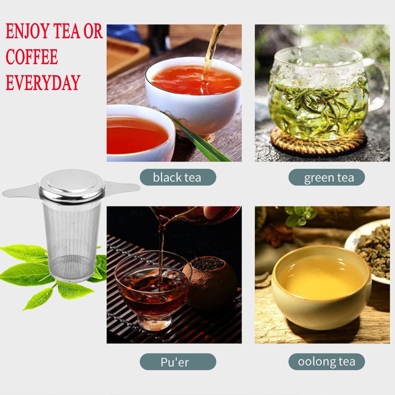 2PCS Stainless Steel Premium Tea & Coffee Strainer Large, Standard/Extra Fine