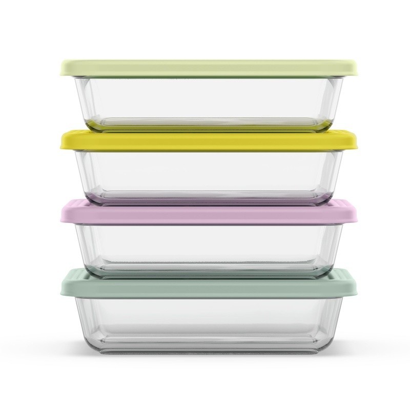 8 Piece Meal Prep Glass Containers Leak Resistant Lids Stackable Dishwasher Safe