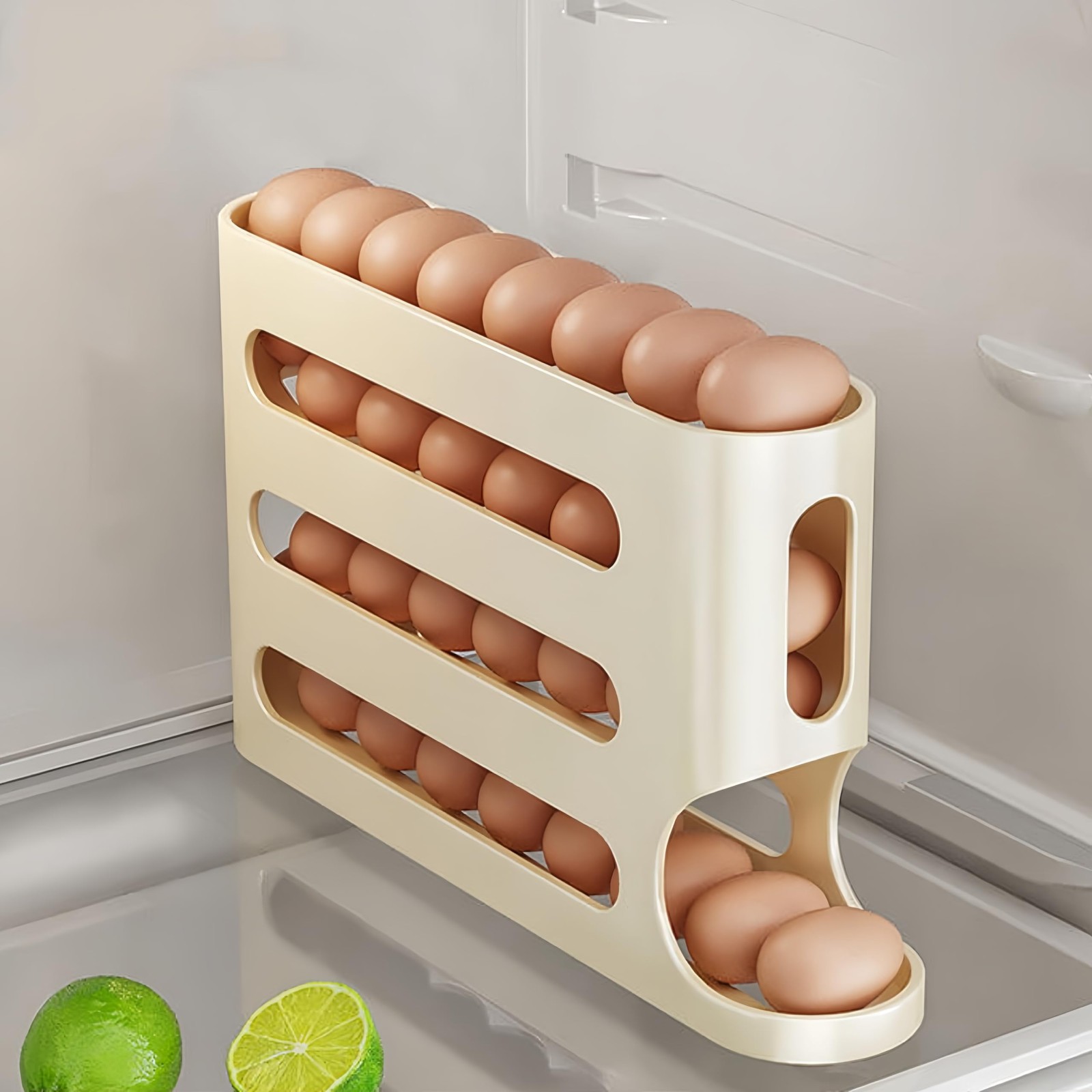 Egg Holder for Fridge, Egg container for refrigerator, Space-Saving Automatic…