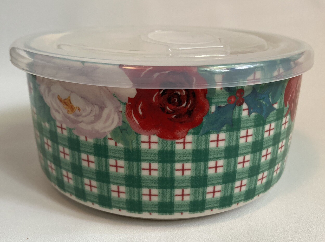 Pioneer Woman Wishful Winter Stoneware 4.9″ Food Storage Container w/Lid