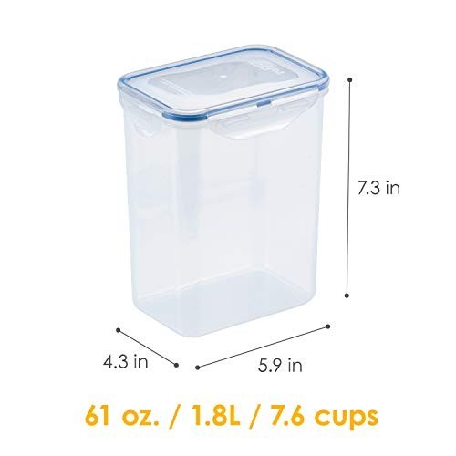 Airtight Food Storage Container 7.6 Cup 4 Piece Rectangular Clear Plastic