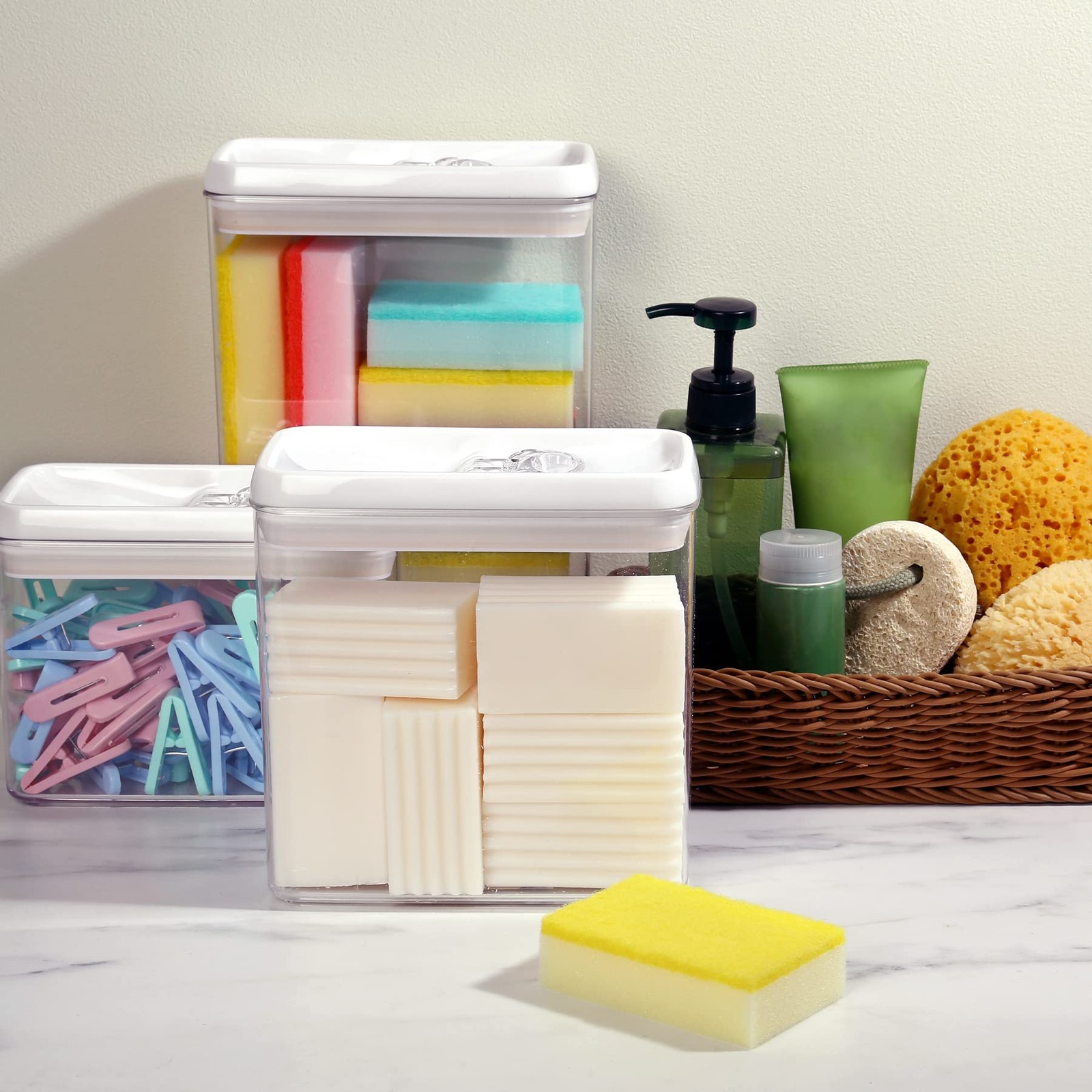 Flip Tite Storage Container with Lid 4” RECTANGULAR Airtight Ring Flip Top, S…