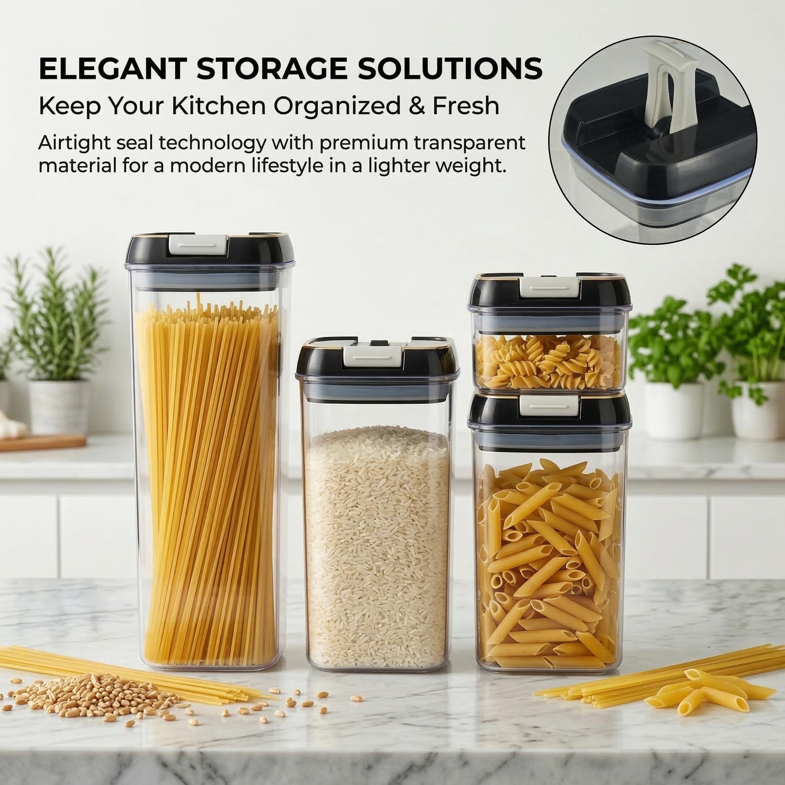 Airtight Food Storage Containers 7 Pcs, BPA-Free Kitchen Canisters with Intru…