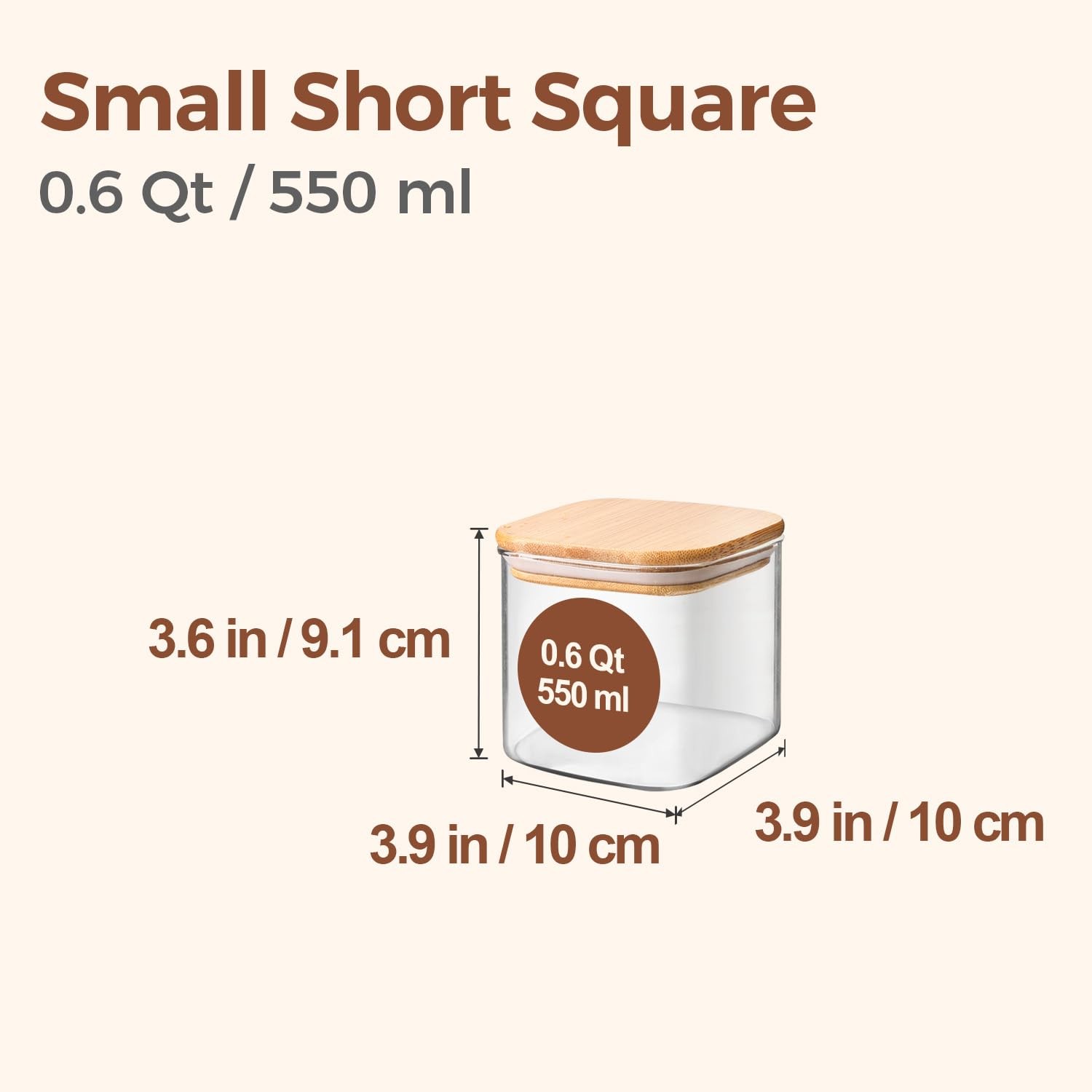 0.6 Qt Glass Food Storage Jars Set of 6 Clear Storage Containers with Airtight