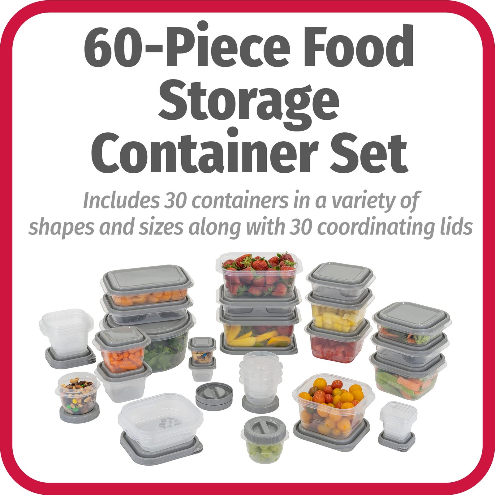 60 Piece Food Storage Container Set Bpa Free Microwave Freezer Safe Meal Prep