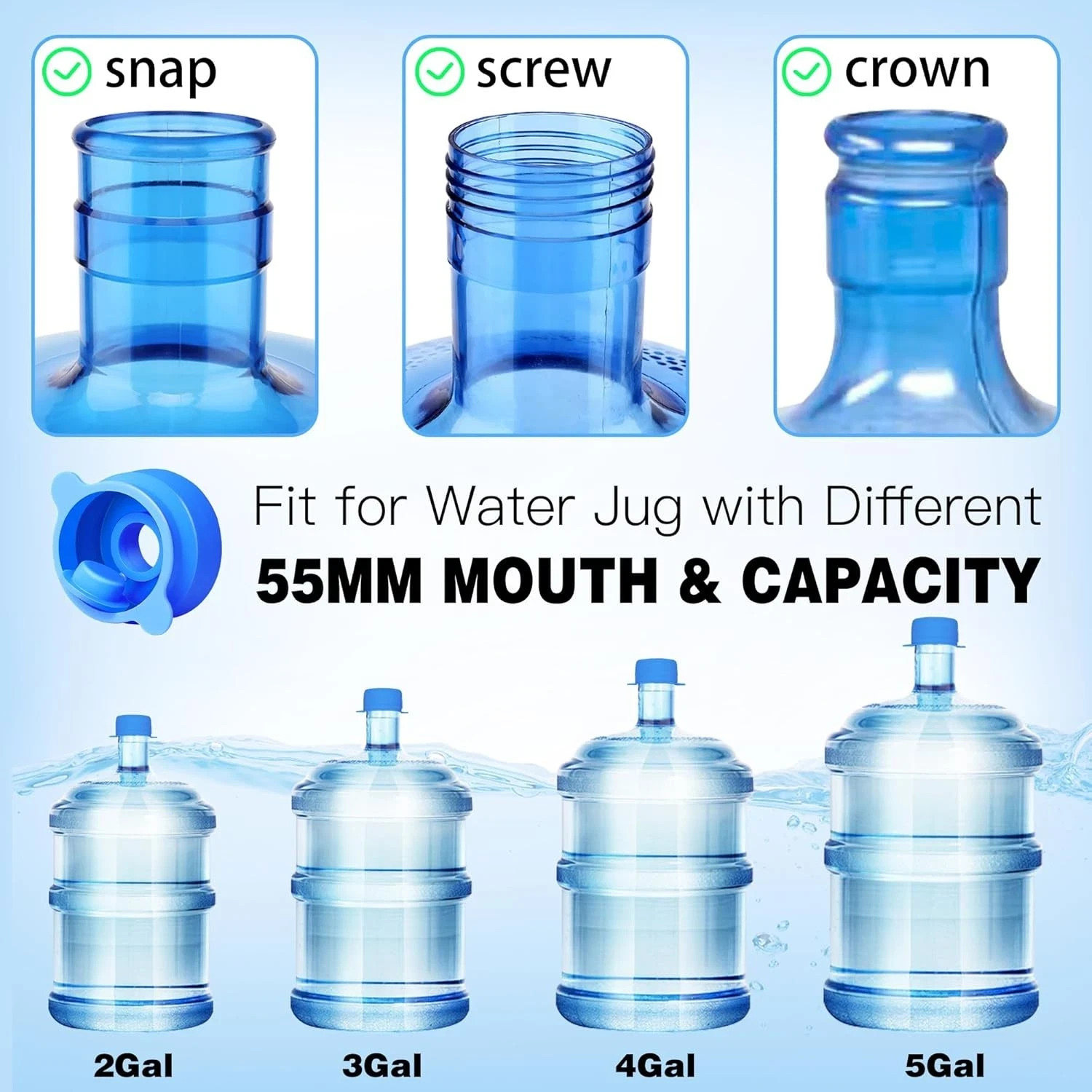 Primo Leak-Proof Water Jug Caps 4-Pack – Perfect for 5 Gallon & 3 Gallon Jugs