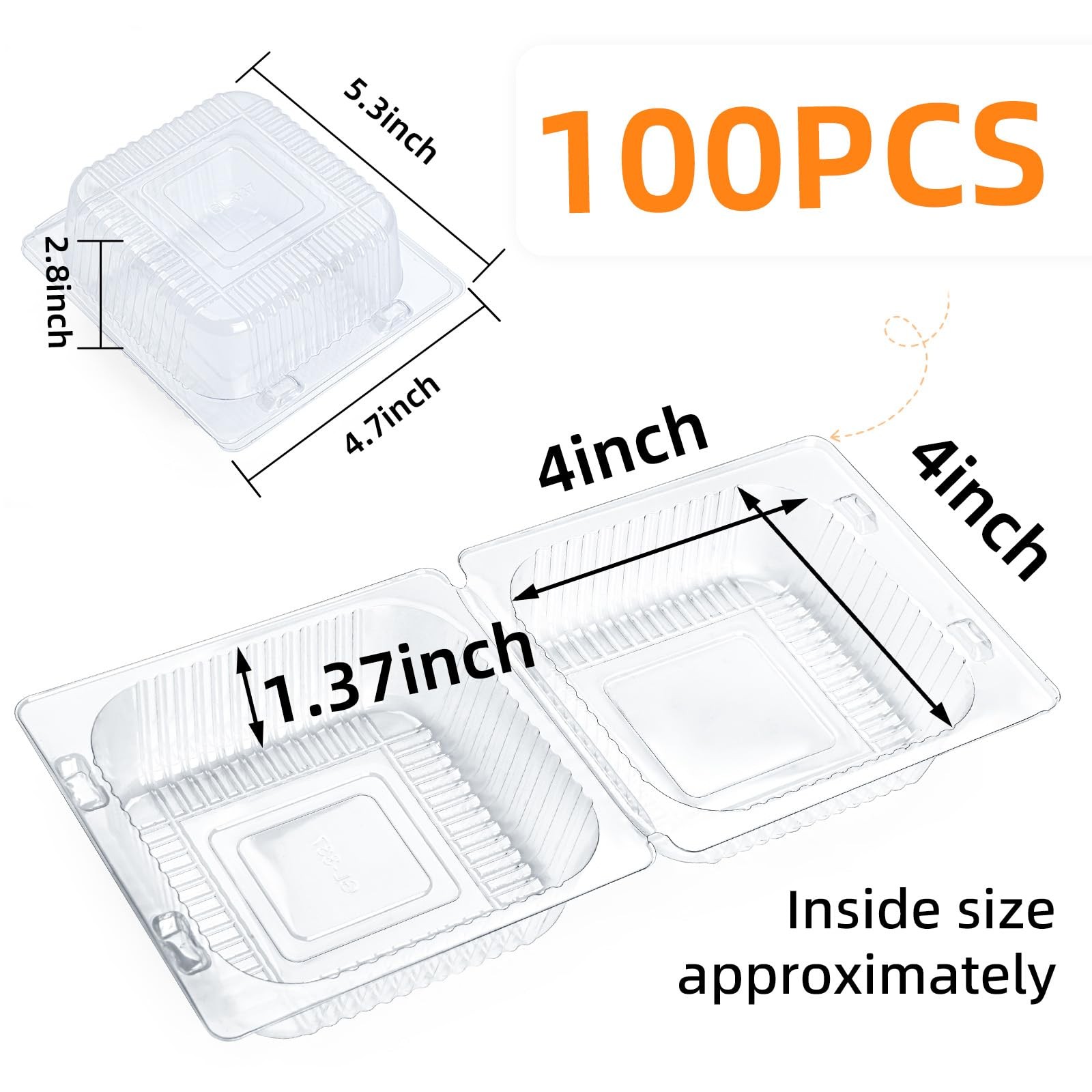 100 Count Clear Plastic Containers with Lids for Food, Thickened Disposable S…