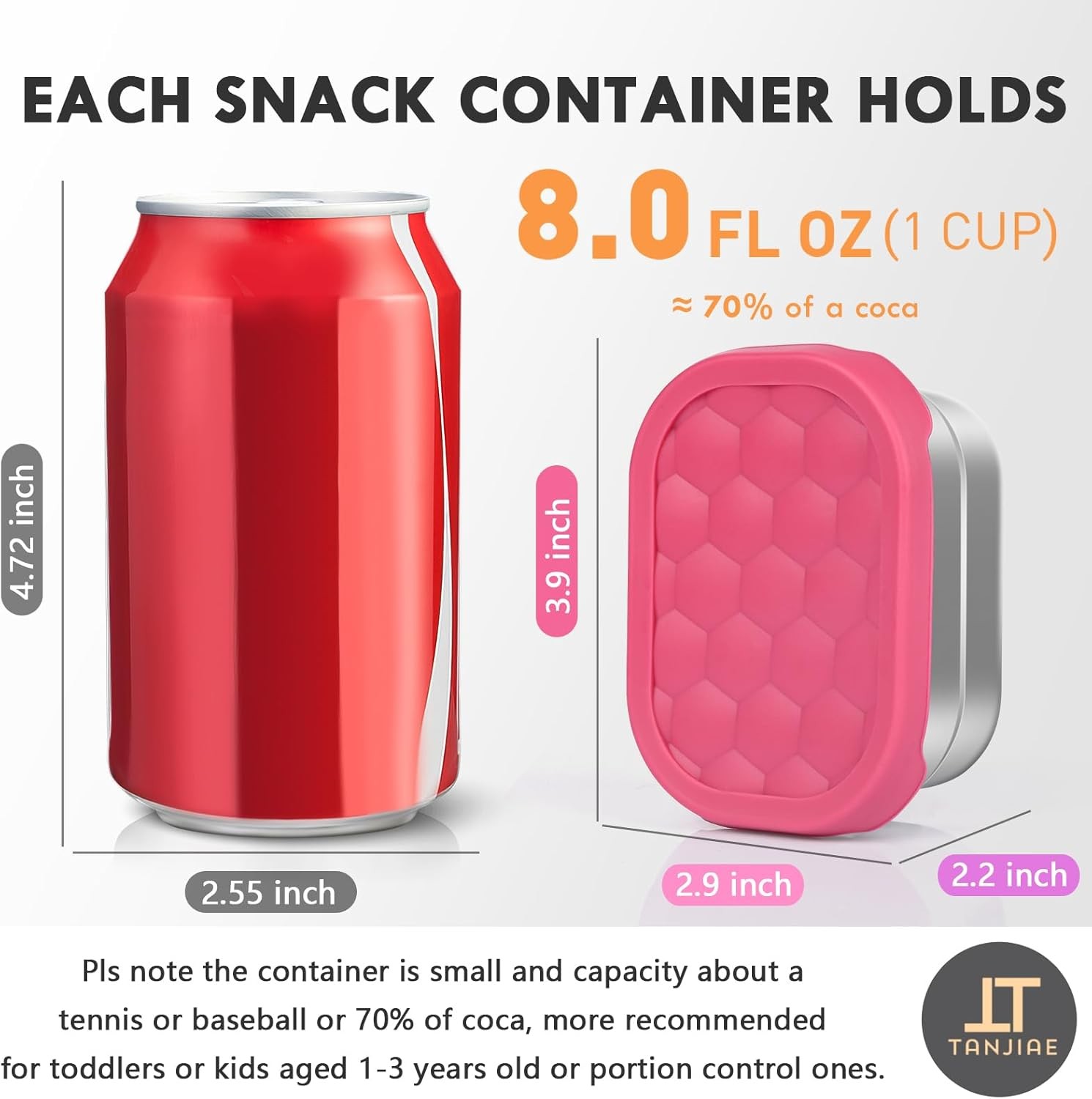 Small 1 CUP Stainless Steel Snack Containers Kids Easy Open Leak Proof Food