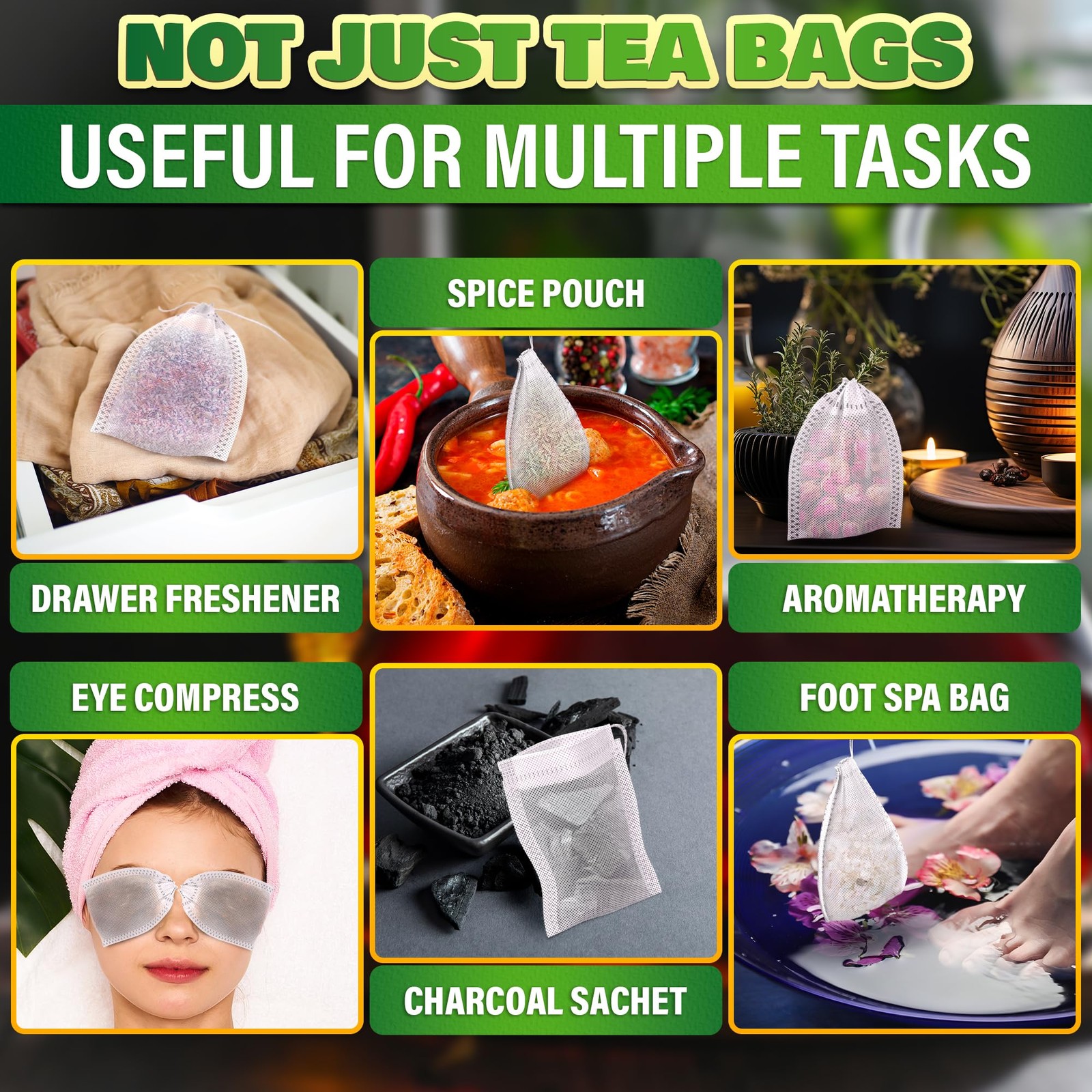 400 Pcs Disposable Tea Bags for Loose Leaf – 3.62 x 3.62″*2.76″, White
