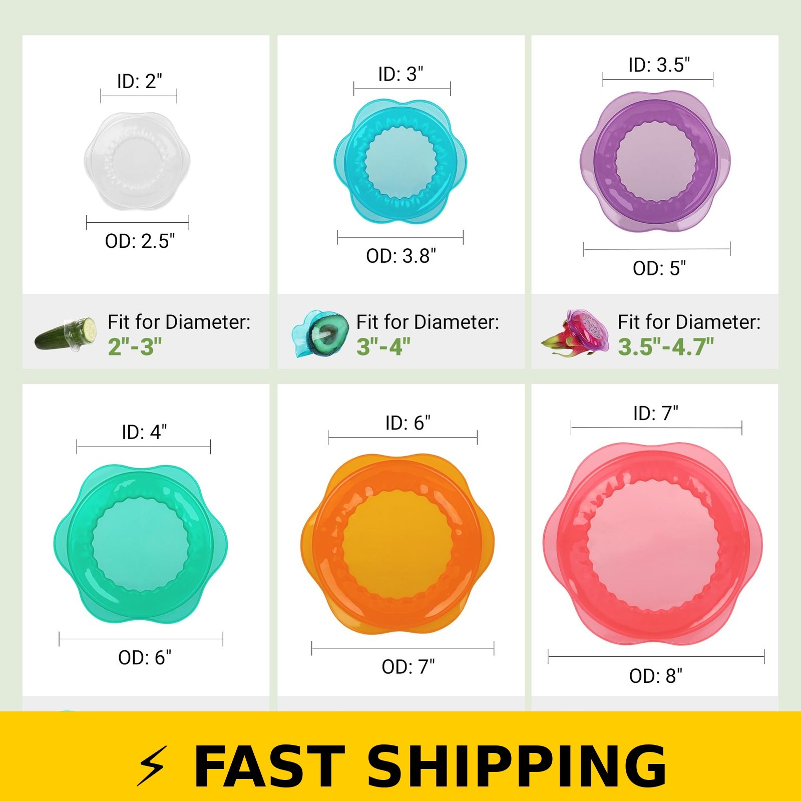 ROTTOGOON Silicone Stretch Lids – Reusable Food Covers, 6PCS
