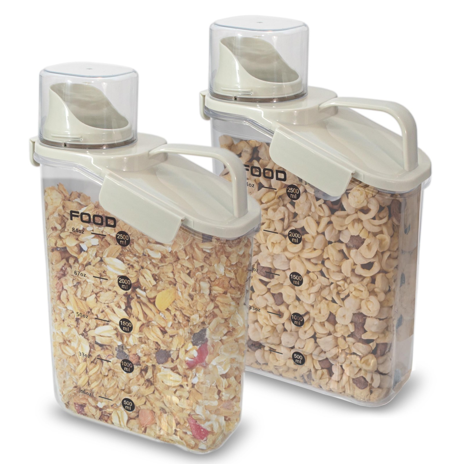 Two Pack Food & Cereal Storage Container – 2.6L Airtight Plastic Kitchen Organiz