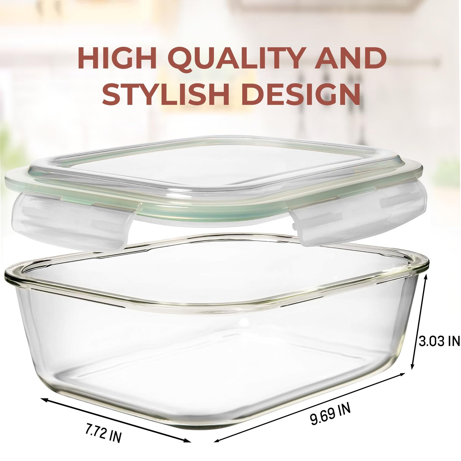 Razab 10 Cups/ 80 Oz 4 Pc Set of 2 Glass Food Storage Containers with Airtigh…