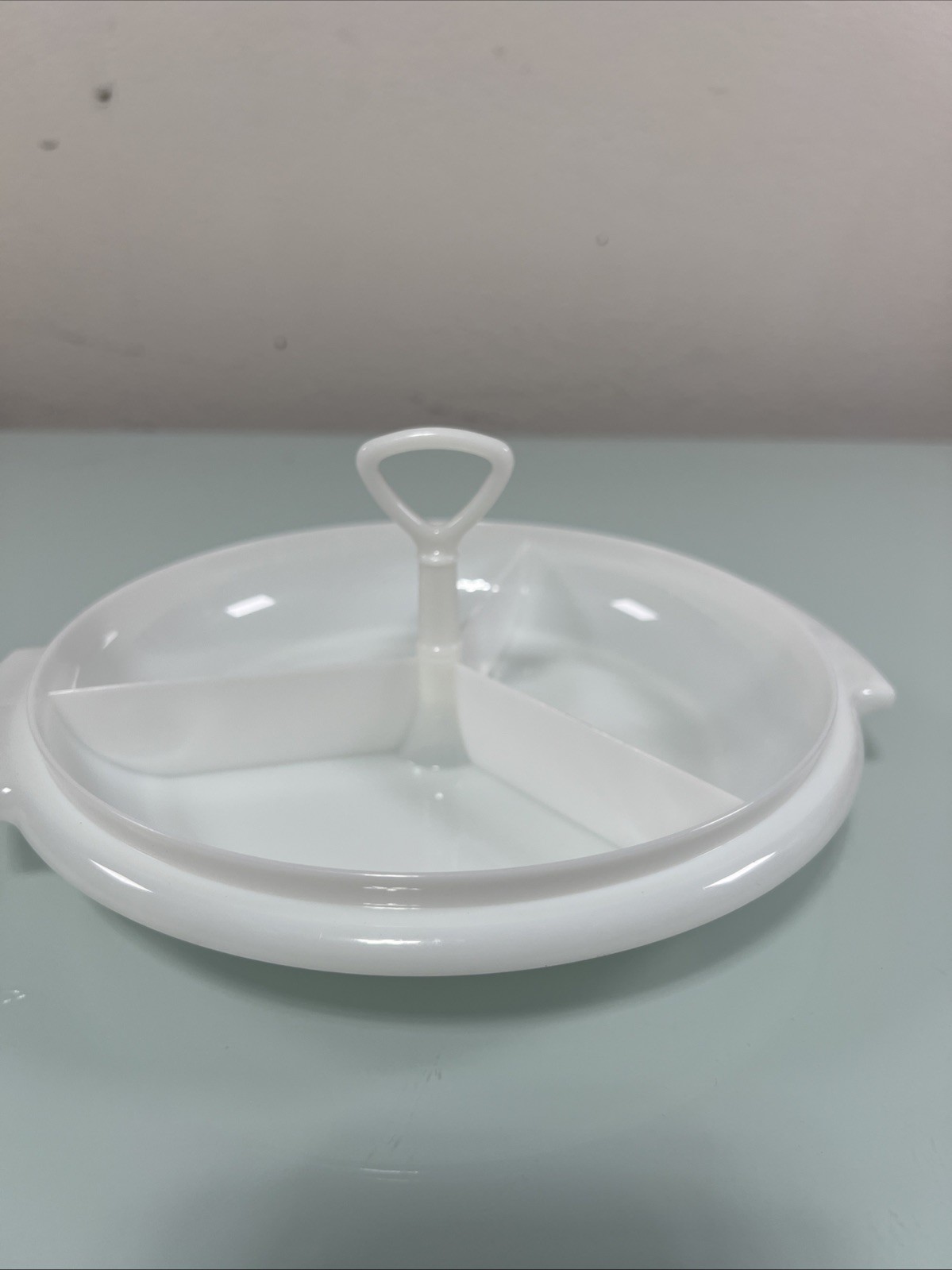 Vintage Tupperware Suzette Divided Tidbit Tray w/ Handle 608-1 229-1 Clear/White